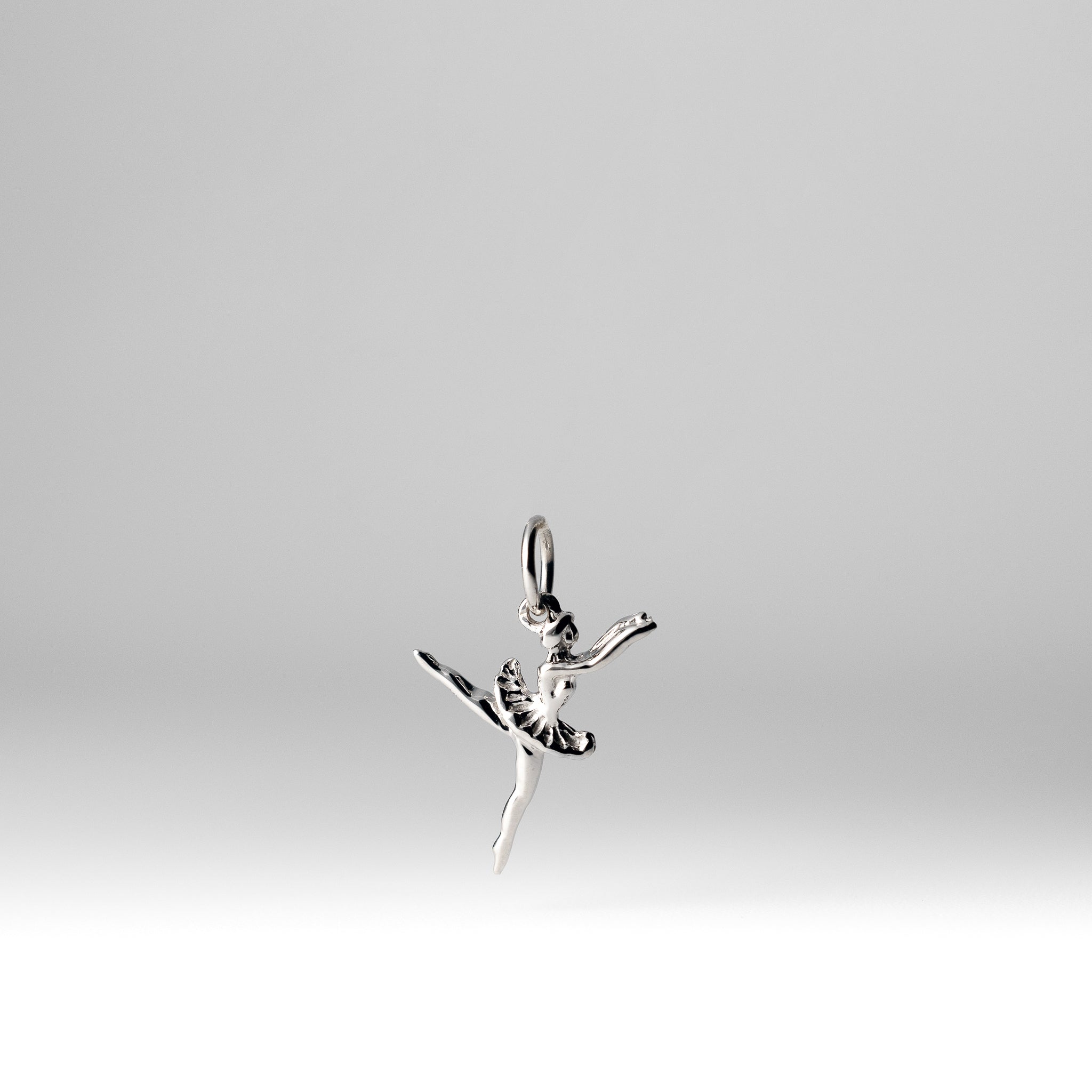 White Gold Polished 3-D Ballerina Pendant - Charlie & Co. Jewelry