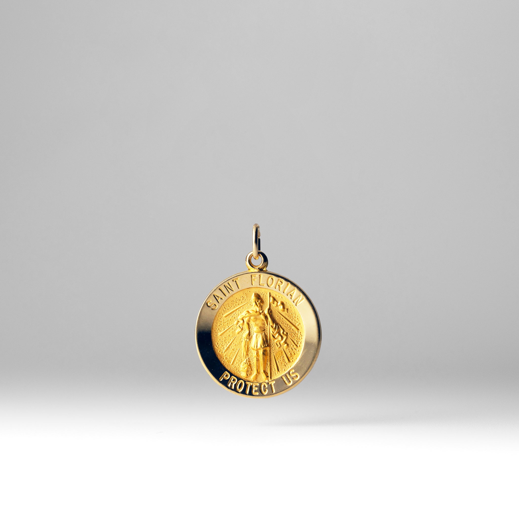 Gold Saint Florian Solid Medal Pendant - Model XR1712 - Charlie & Co. Jewelry