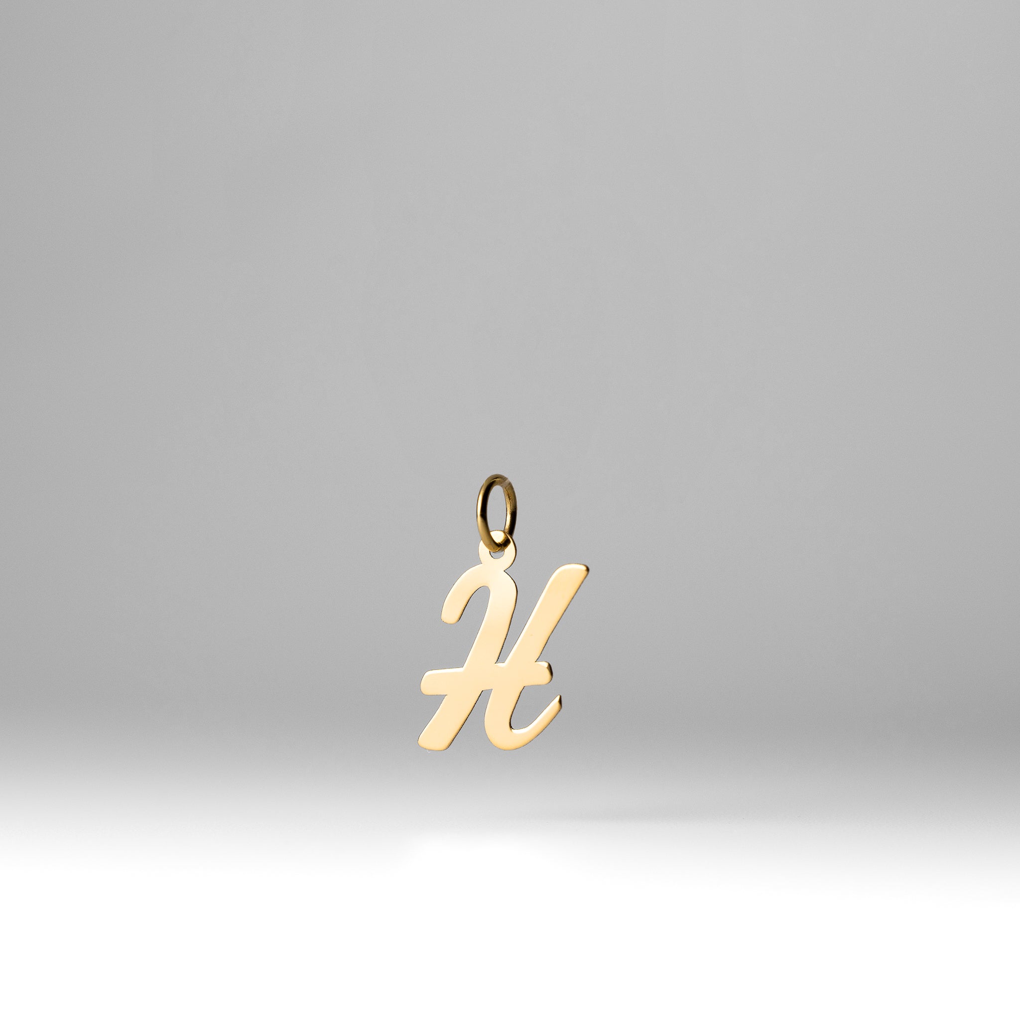 Gold Script Letter "H" Medium Initial Pendant - Model YC660H - Charlie & Co. Jewelry