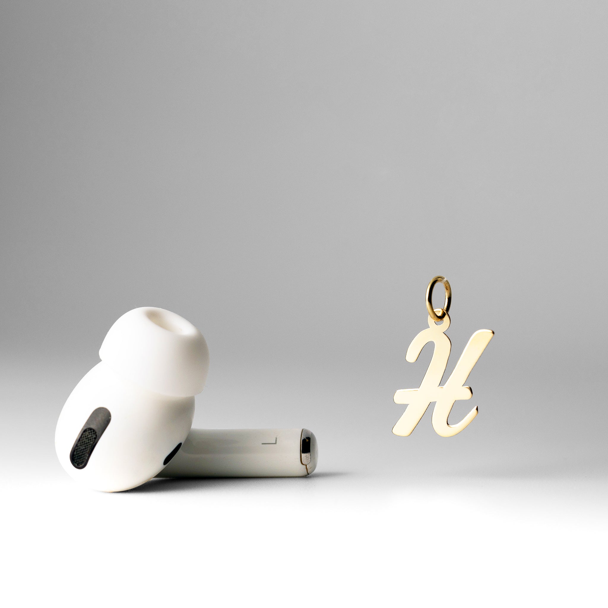 Gold Script Letter "H" Medium Initial Pendant - Model YC660H - Charlie & Co. Jewelry