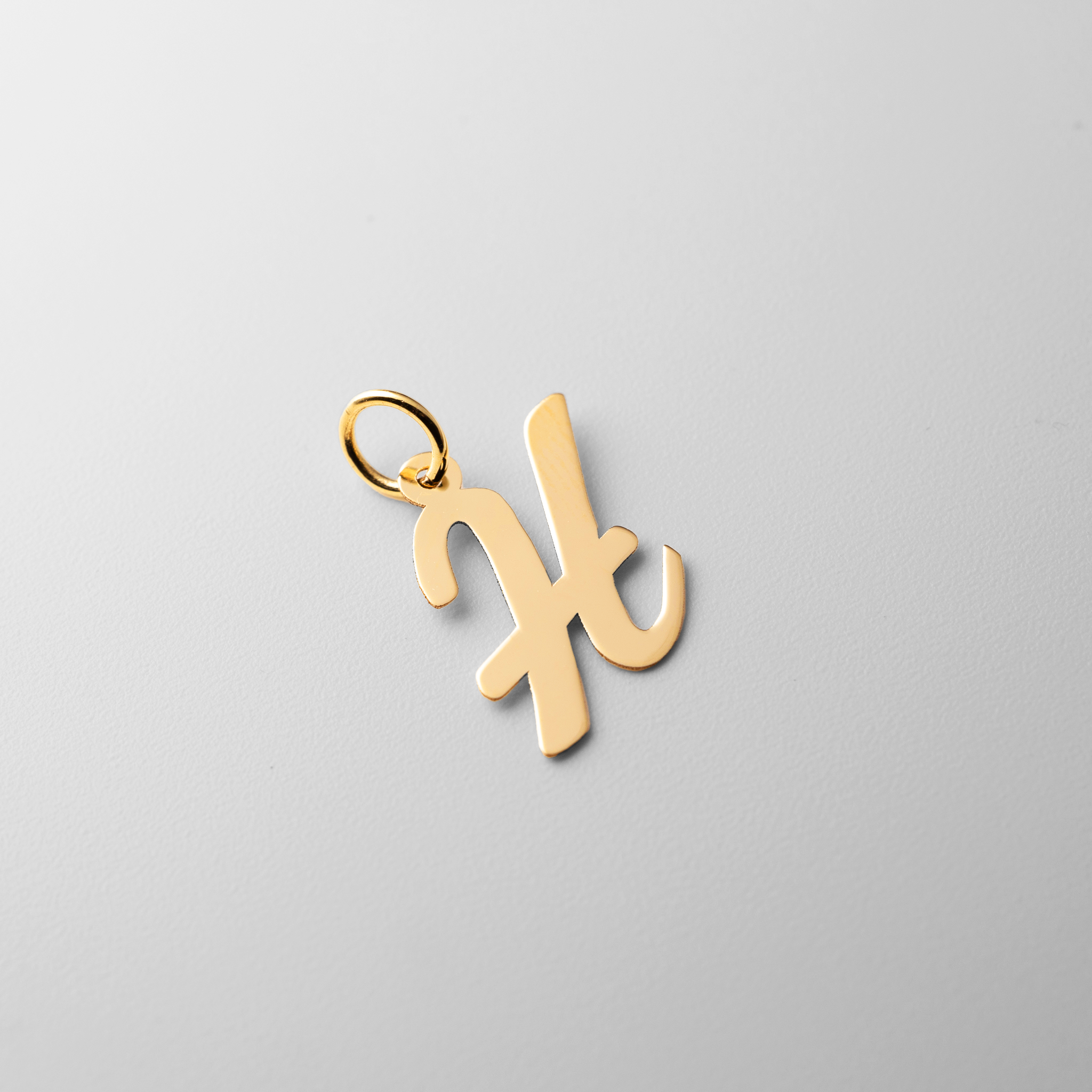 Gold Script Letter "H" Medium Initial Pendant - Model YC660H - Charlie & Co. Jewelry