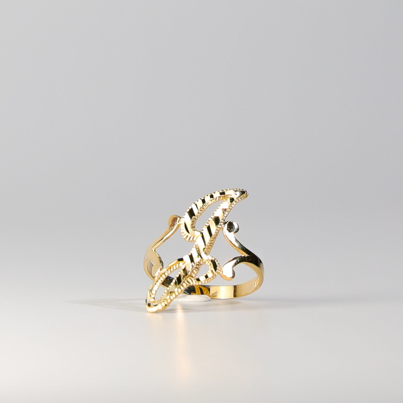 14K Gold Cursive Initial "J" Ring
