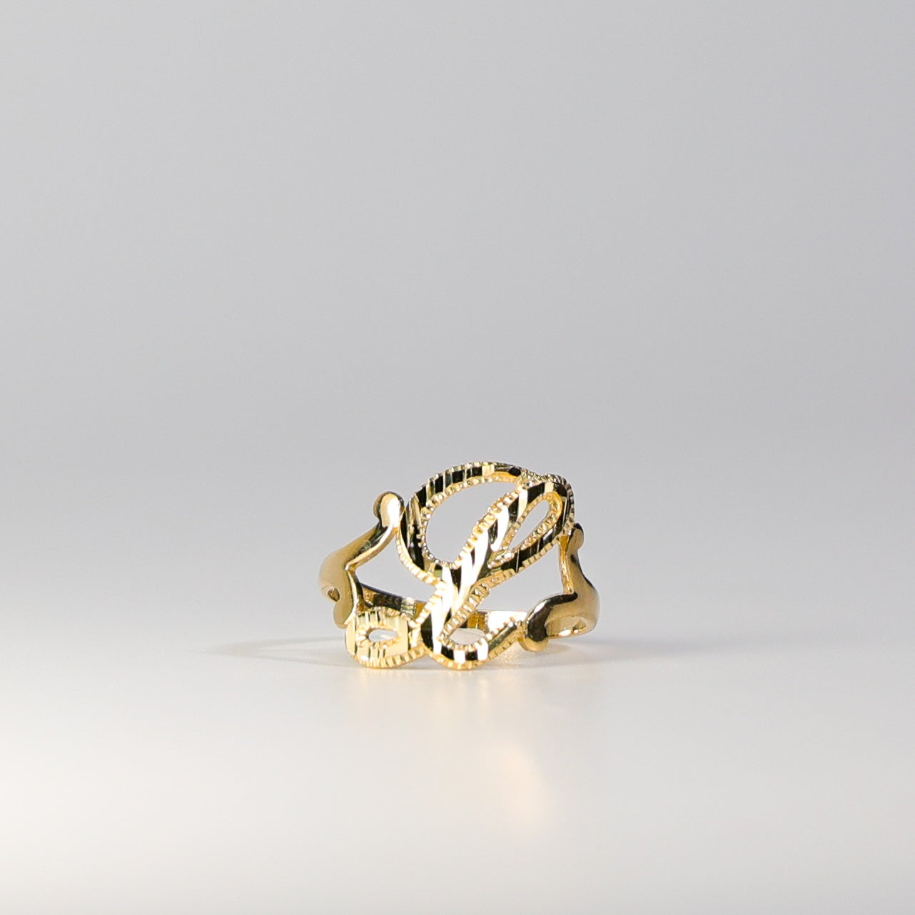 14K Gold Cursive Initial "L" Ring