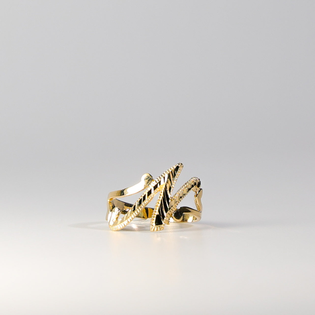 14K Gold Cursive Initial "N" Ring