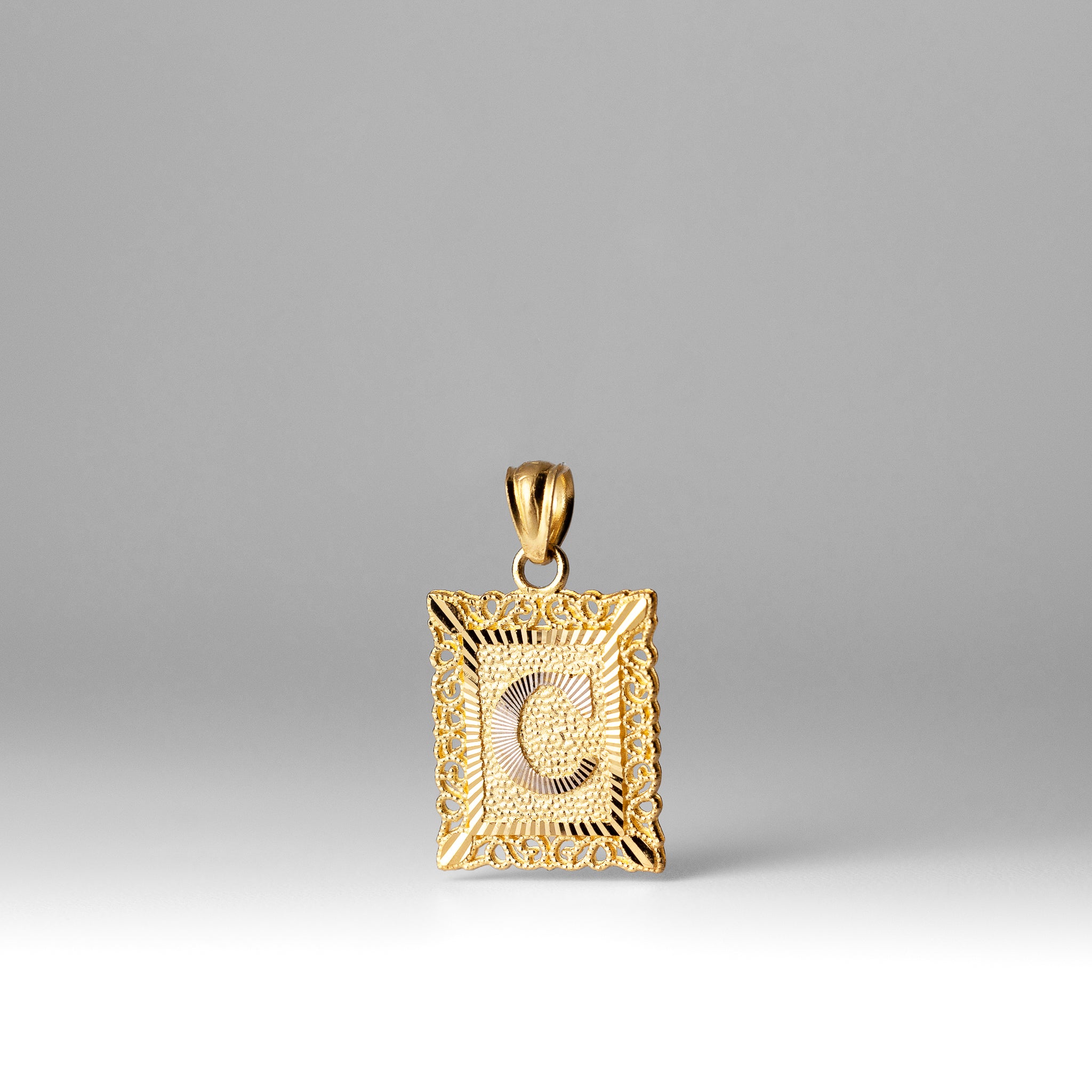 Gold Letter C Filigree Pendants | A-Z Gold Pendants - Charlie & Co. Jewelry
