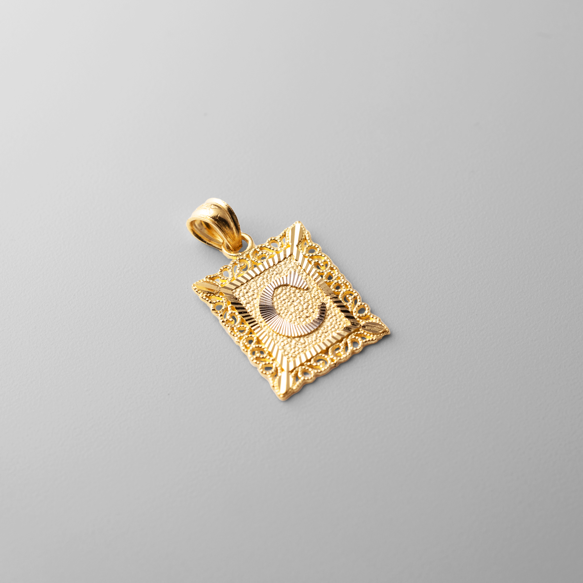 Gold Letter C Filigree Pendants | A-Z Gold Pendants - Charlie & Co. Jewelry