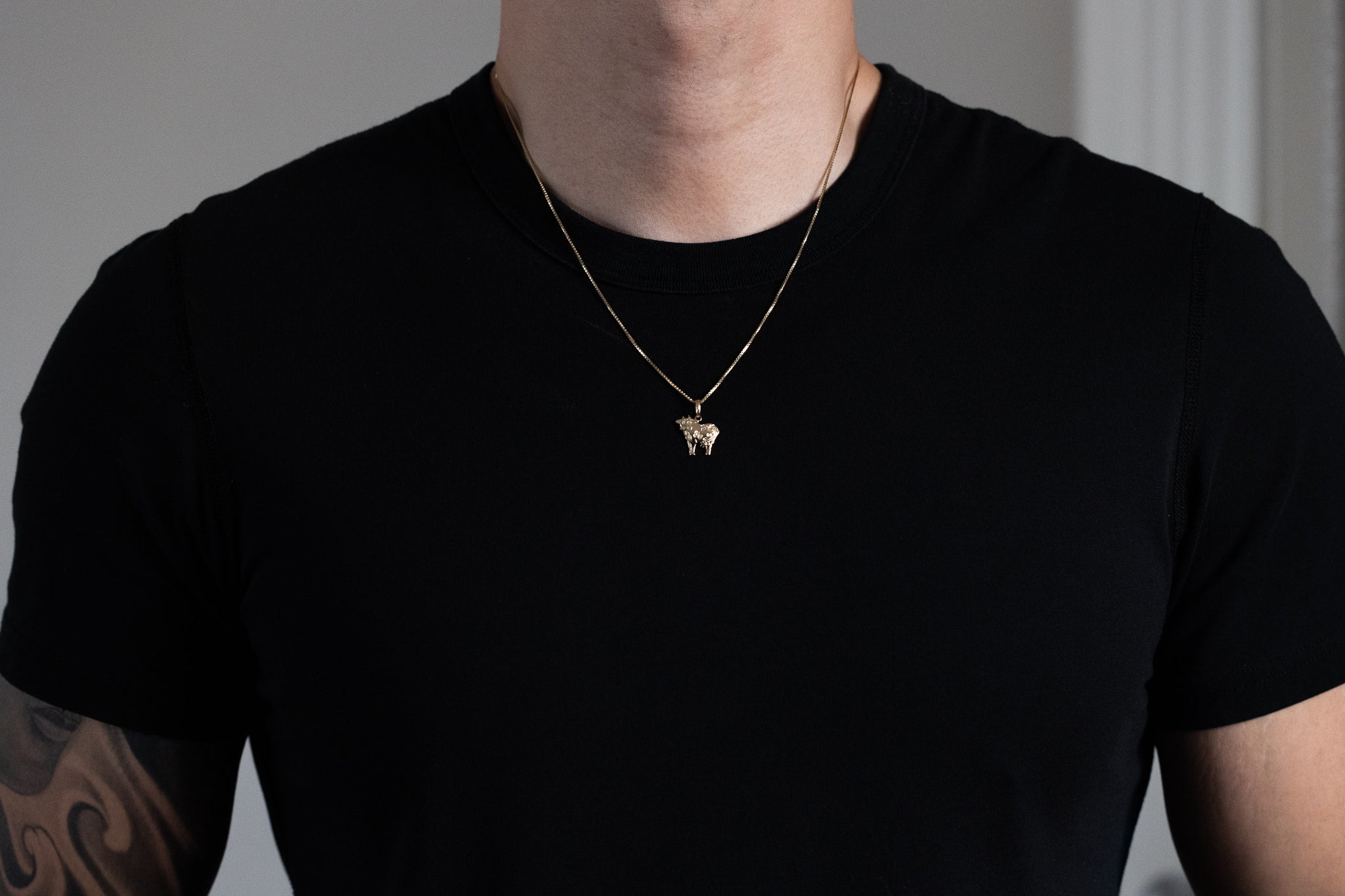 Gold Polished Cow Pendant - Charlie & Co. Jewelry