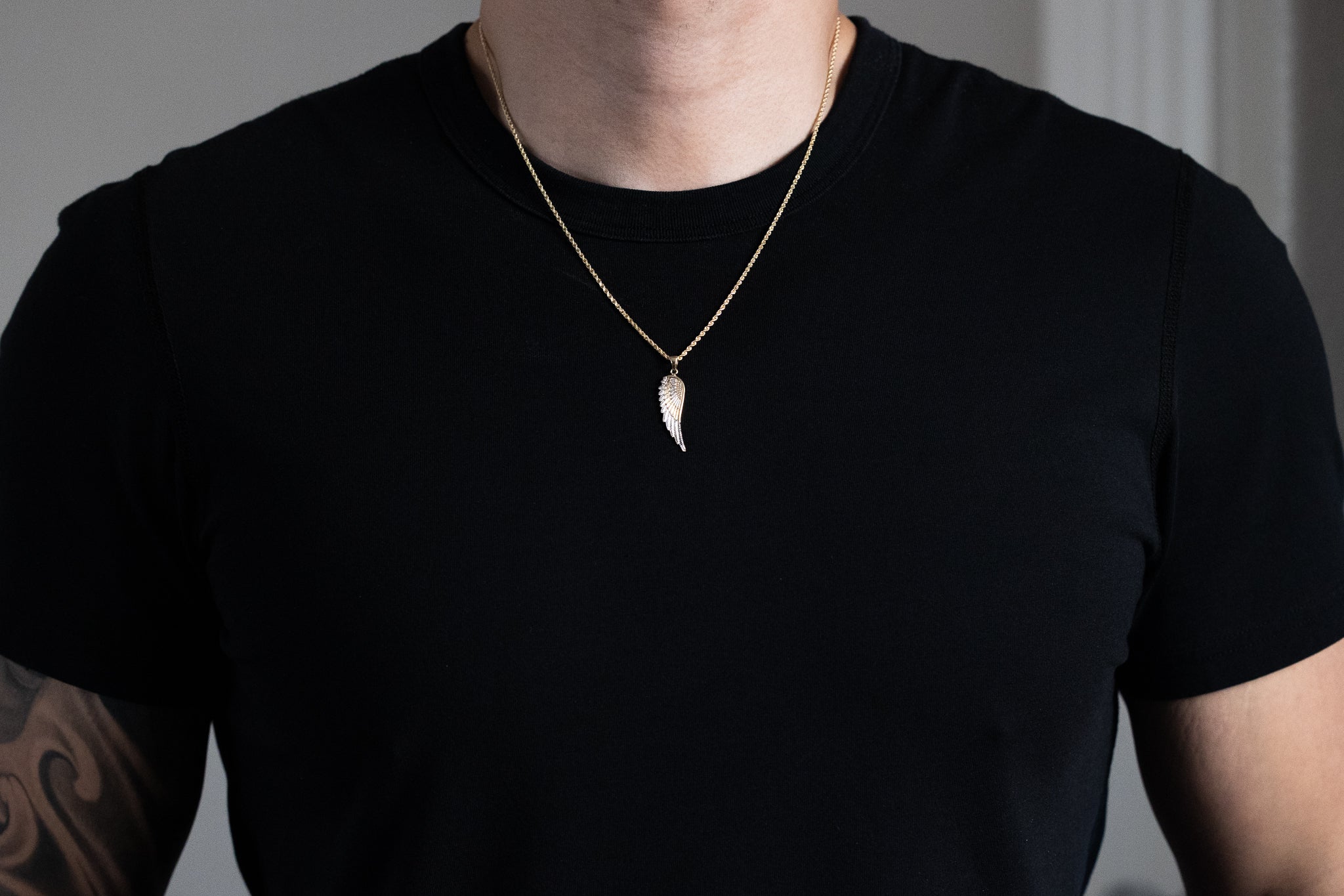 Gold Medium Angel Wing Pendant - Model 2330 - Charlie & Co. Jewelry