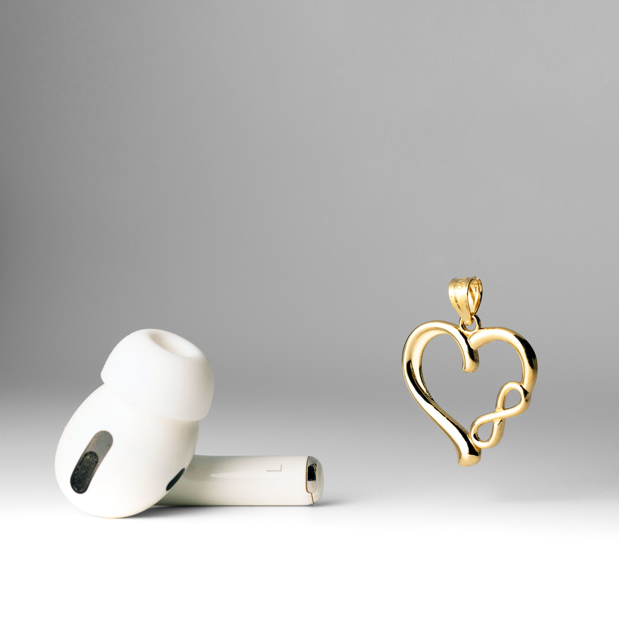 Gold Infinity Symbol Heart Pendant - Model K5169 - Charlie & Co. Jewelry