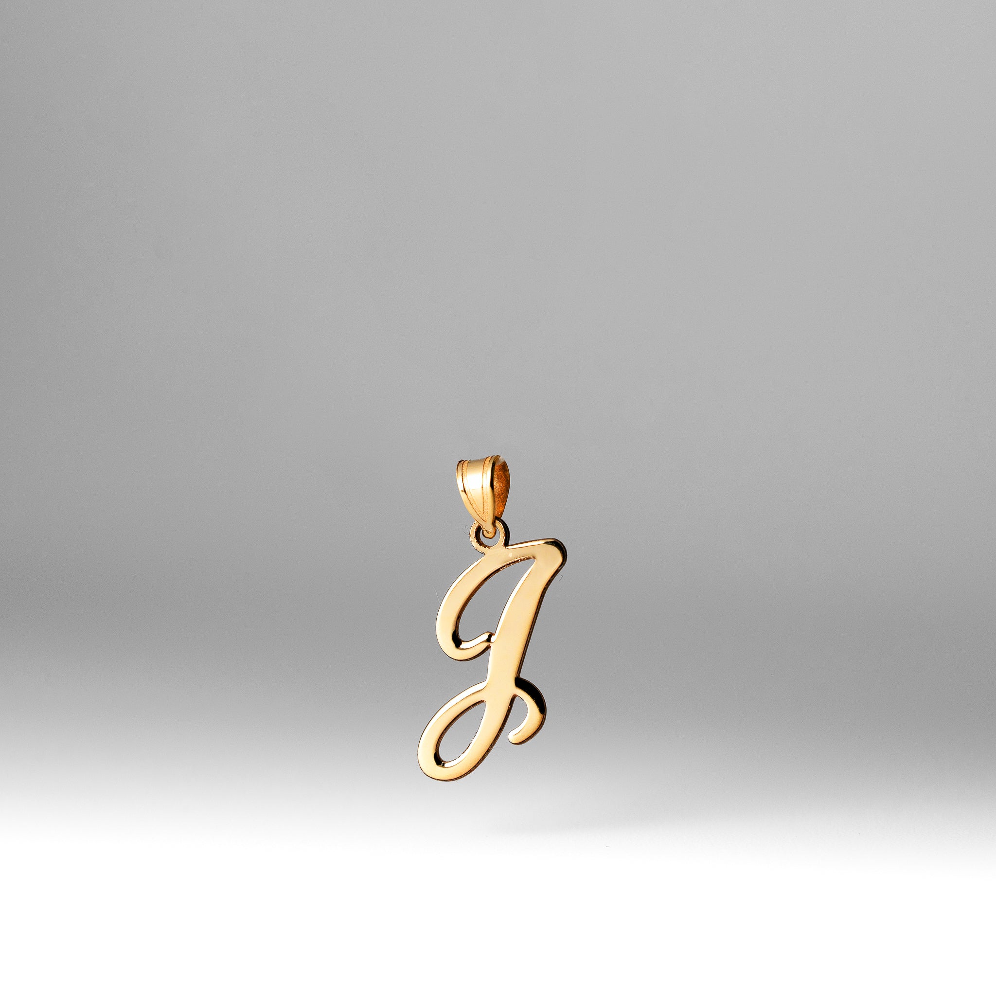 Gold Large Letter "J" Script Initial Pendant - Model YC1540J - Charlie & Co. Jewelry