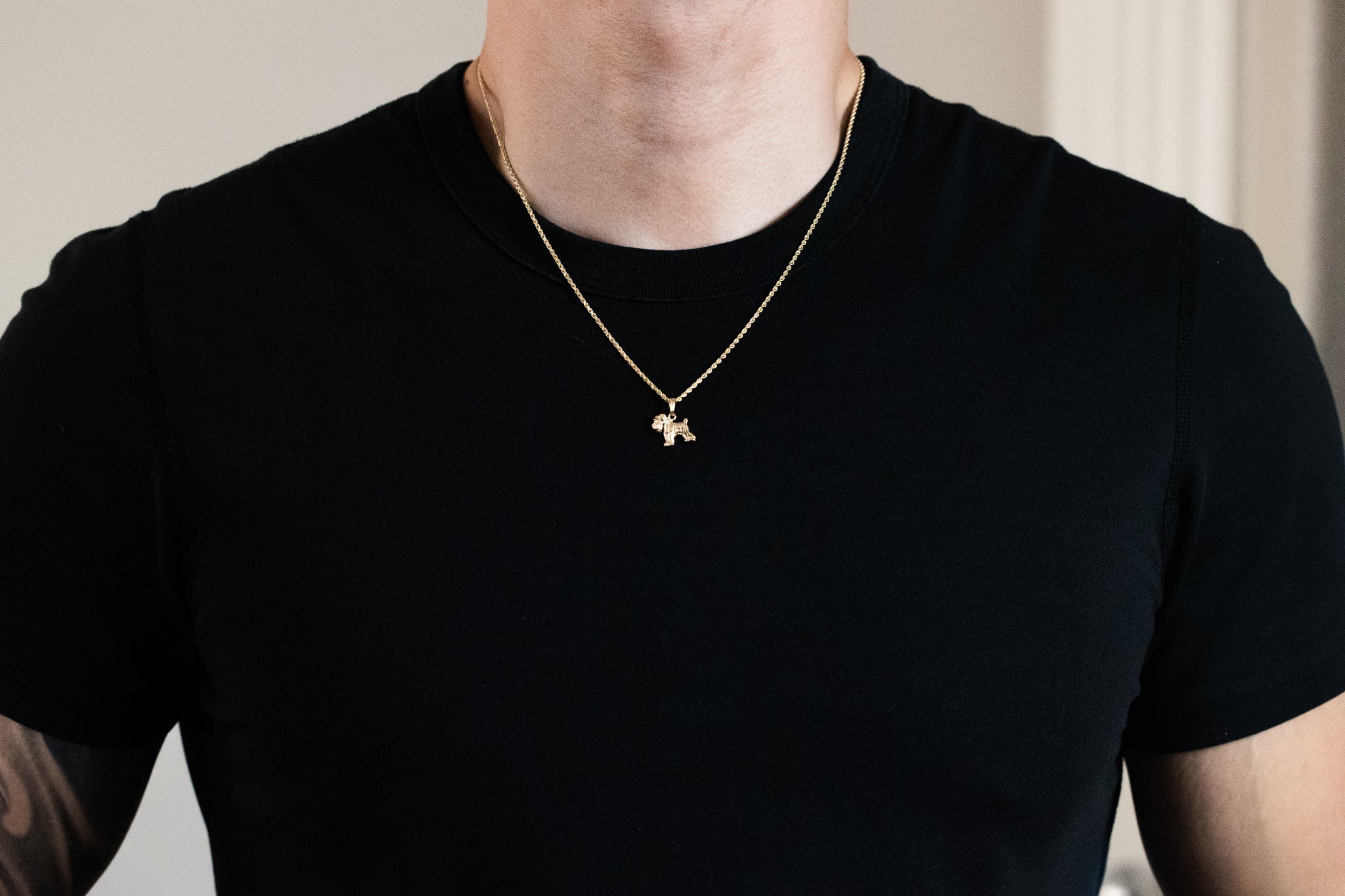 Gold Schnauzer Dog Pendant - Charlie & Co. Jewelry