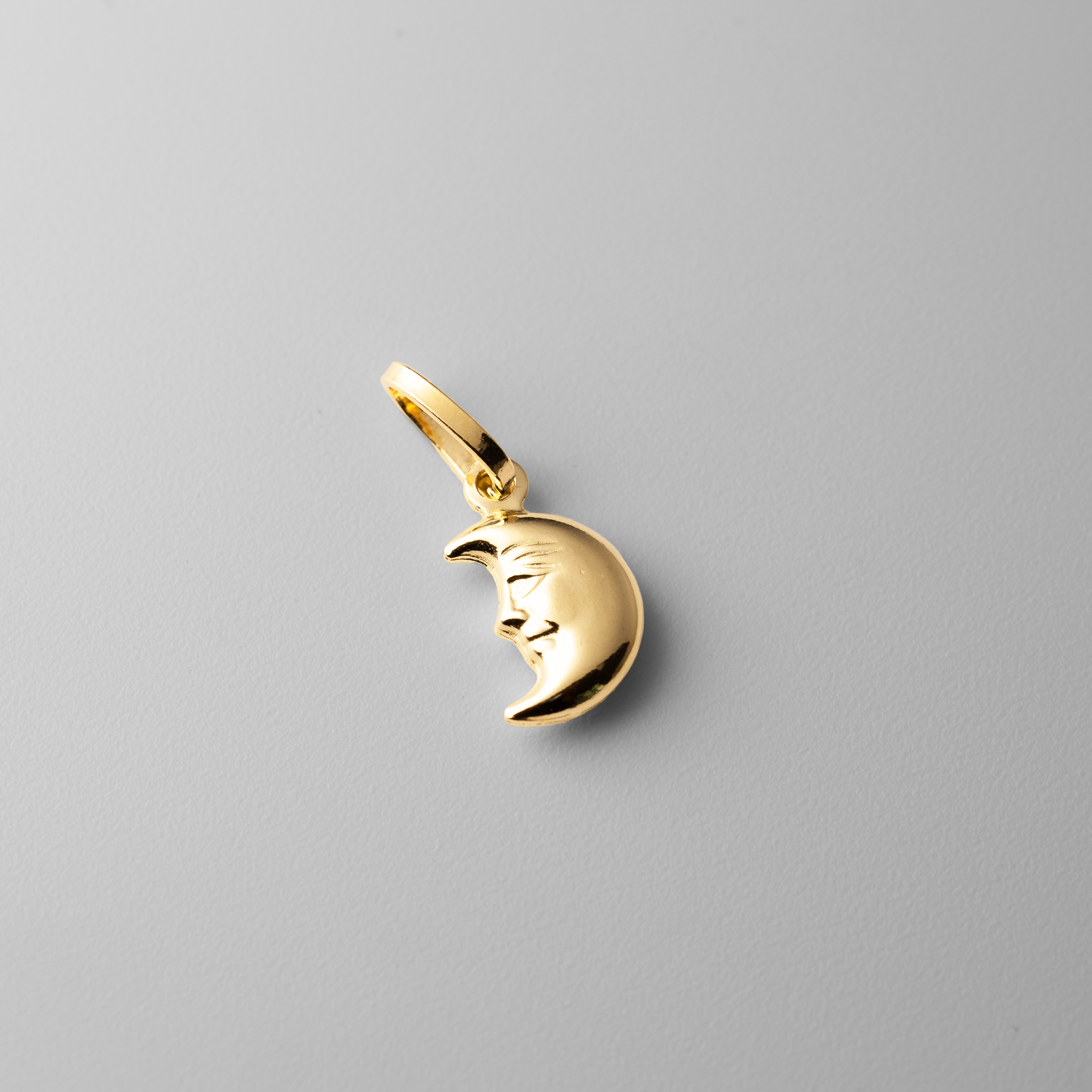 Gold Half Moon Face Pendant - Model 474 - Charlie & Co. Jewelry