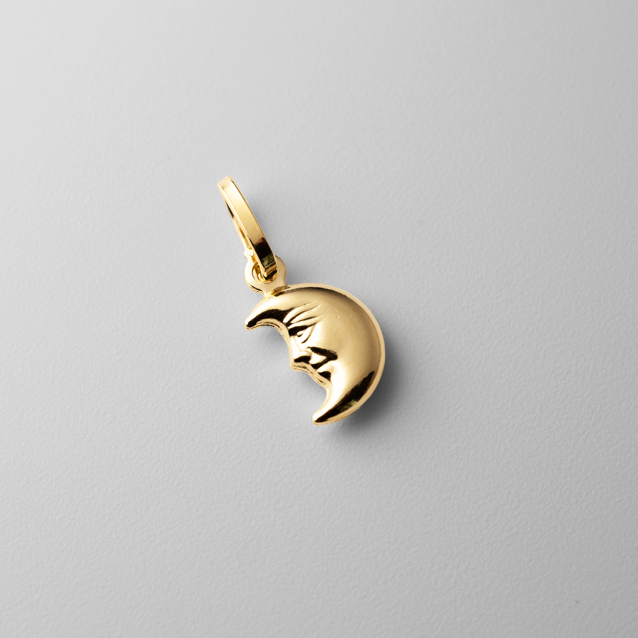 Gold Half Moon Face Pendant - Model 474 - Charlie & Co. Jewelry
