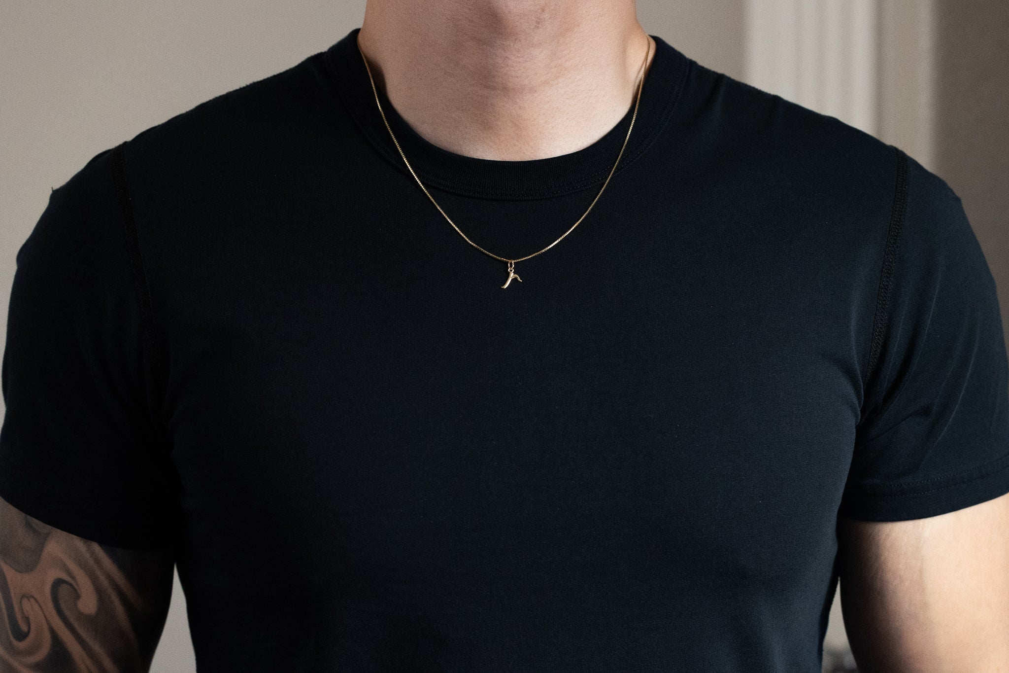 Gold Lowercase Initial "r" Pendant - Model YC1060 - Charlie & Co. Jewelry