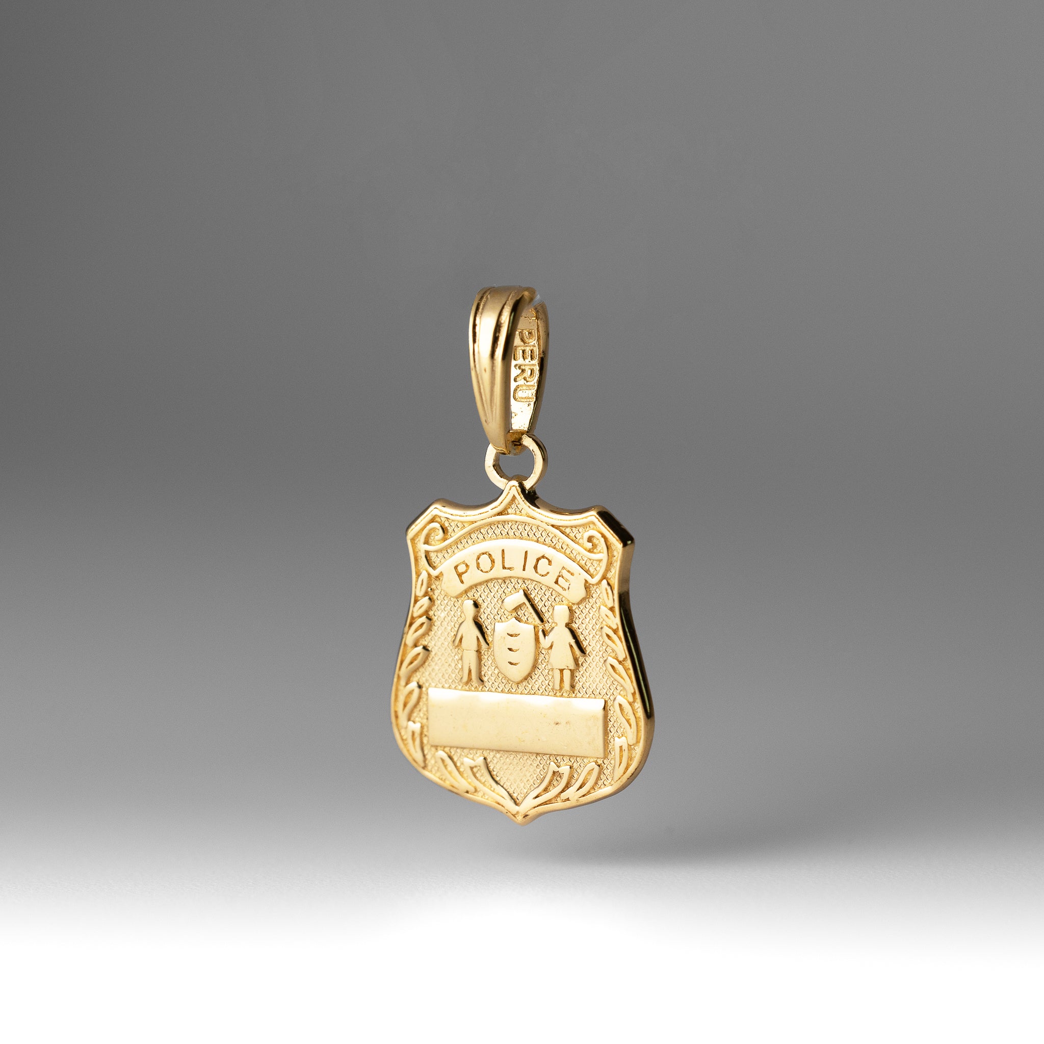 Gold POLICE Badge Pendant - Model C3099 - Charlie & Co. Jewelry