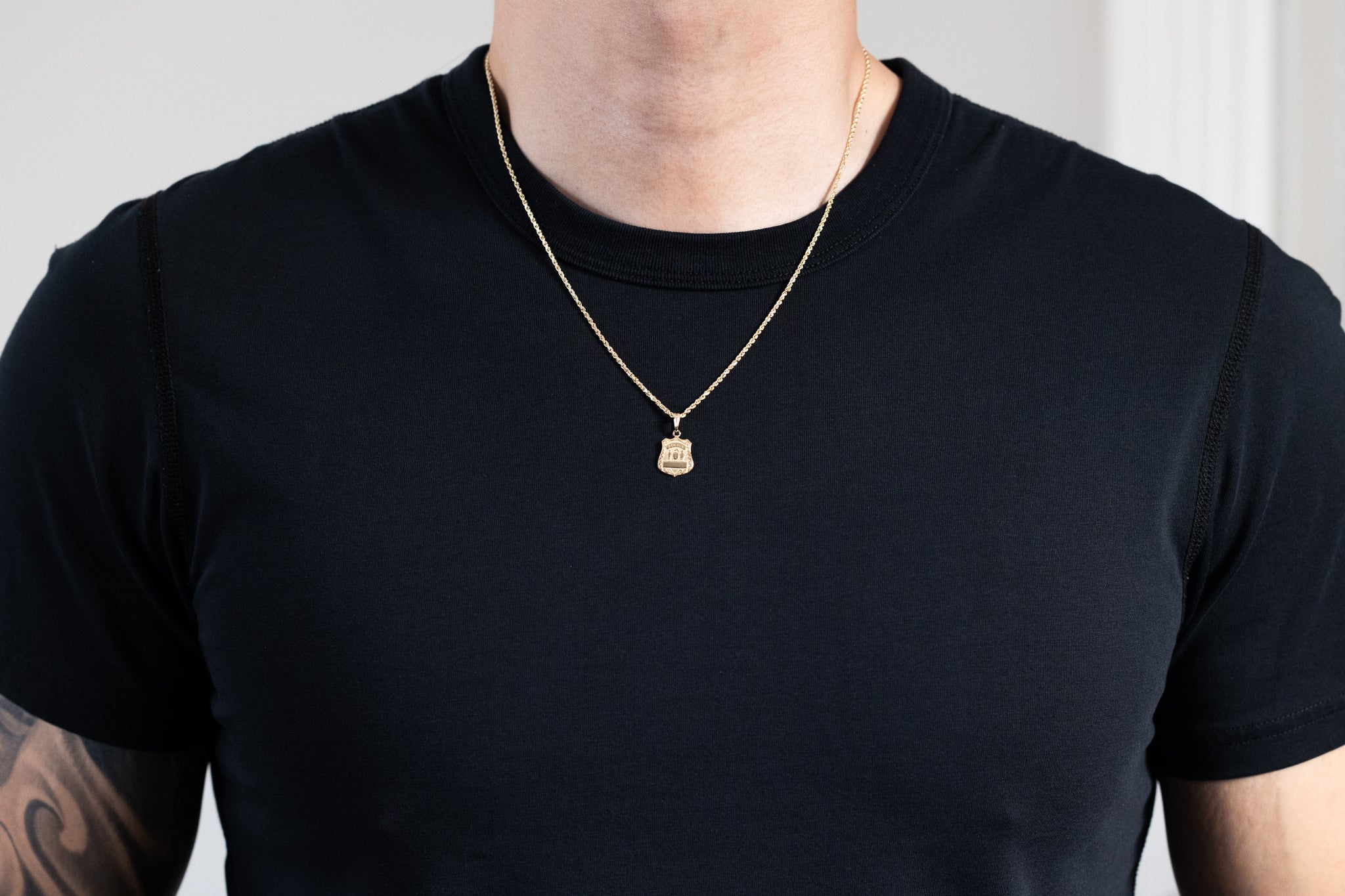 Gold POLICE Badge Pendant - Model C3099 - Charlie & Co. Jewelry