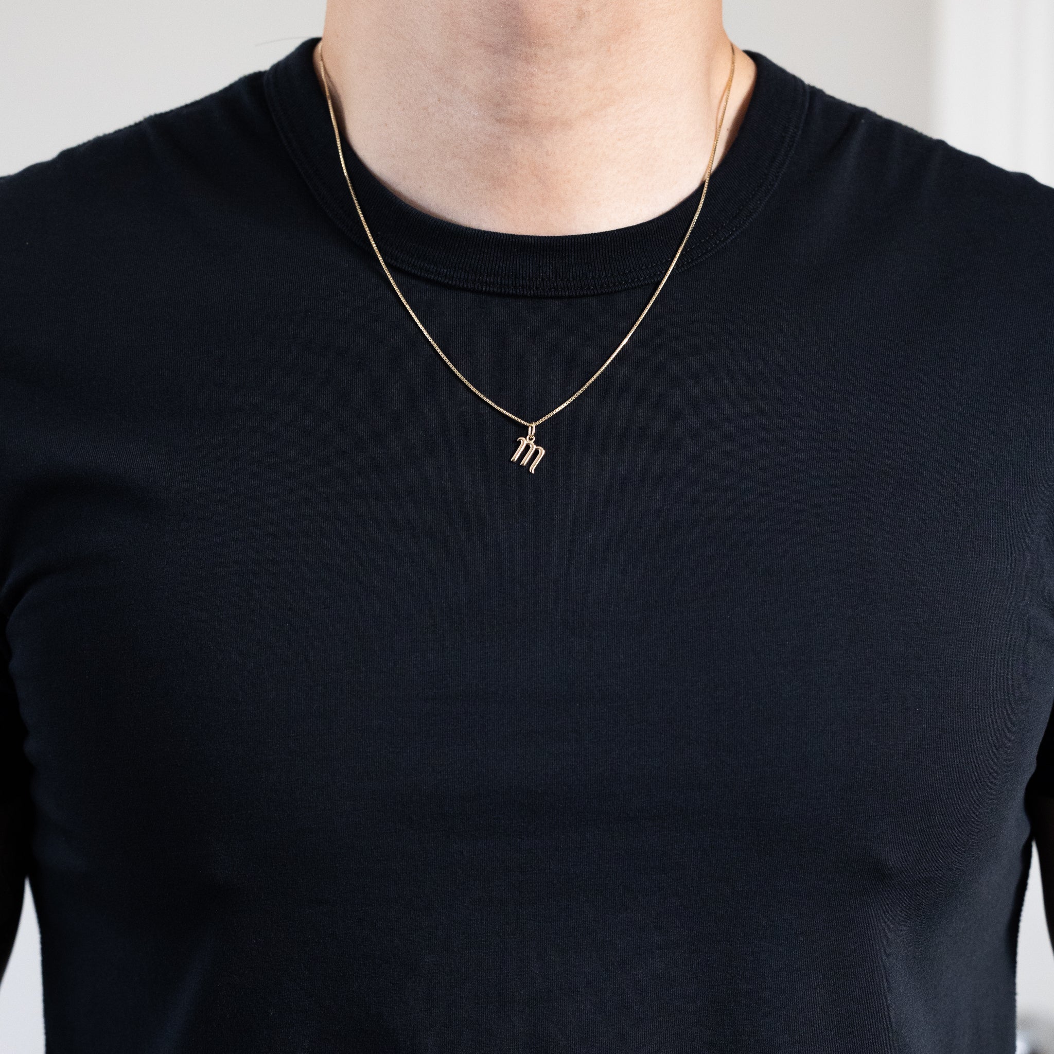 Gold Lowercase Initial "m" Pendant - Model YC1060 - Charlie & Co. Jewelry