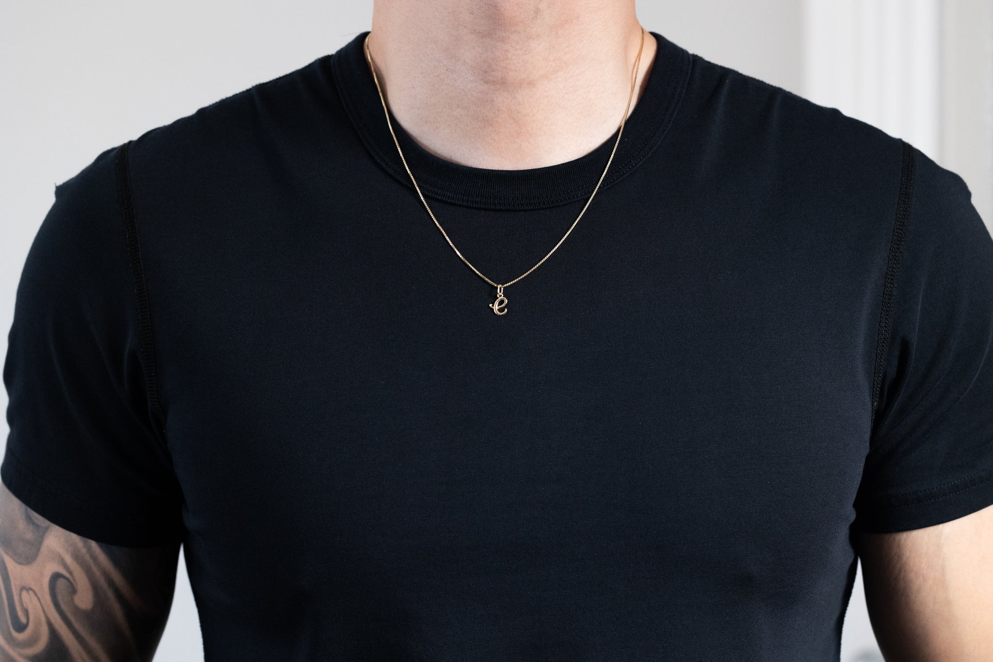 Gold Lowercase Initial "e" Pendant - Model YC1060 - Charlie & Co. Jewelry
