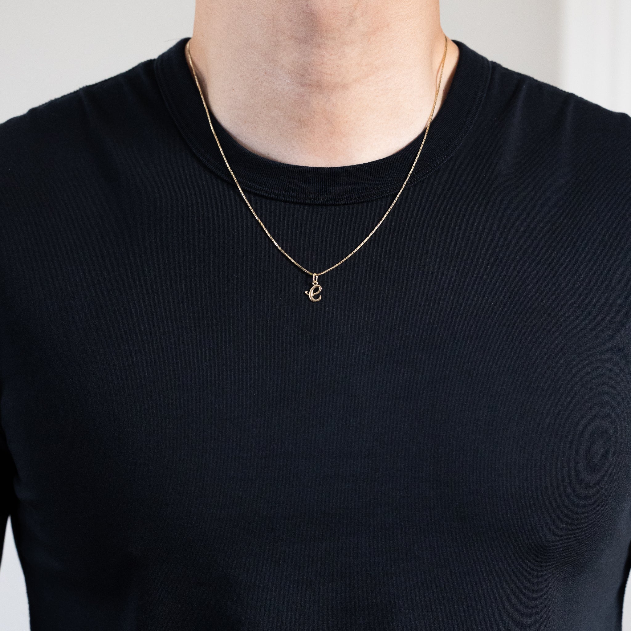 Gold Lowercase Initial "e" Pendant - Model YC1060 - Charlie & Co. Jewelry