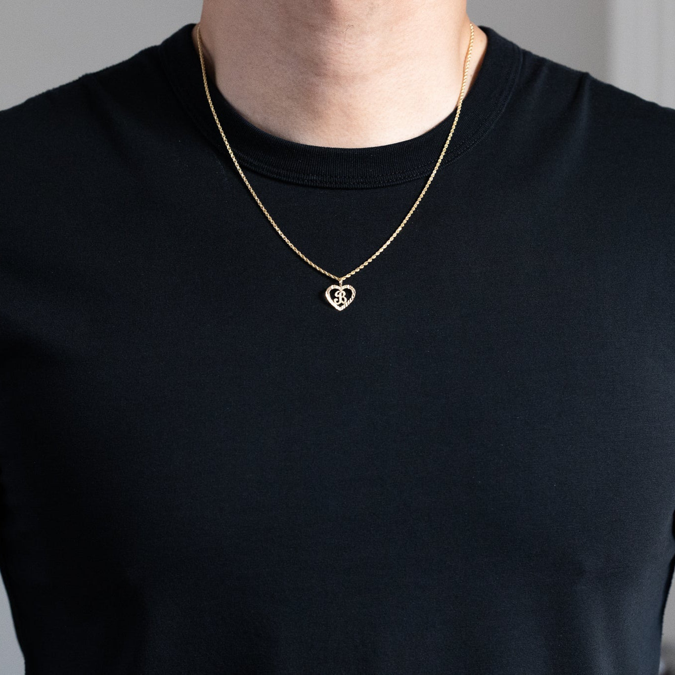 Gold Heart-Shaped Letter B Pendant | A-Z Pendants - Charlie & Co. Jewelry