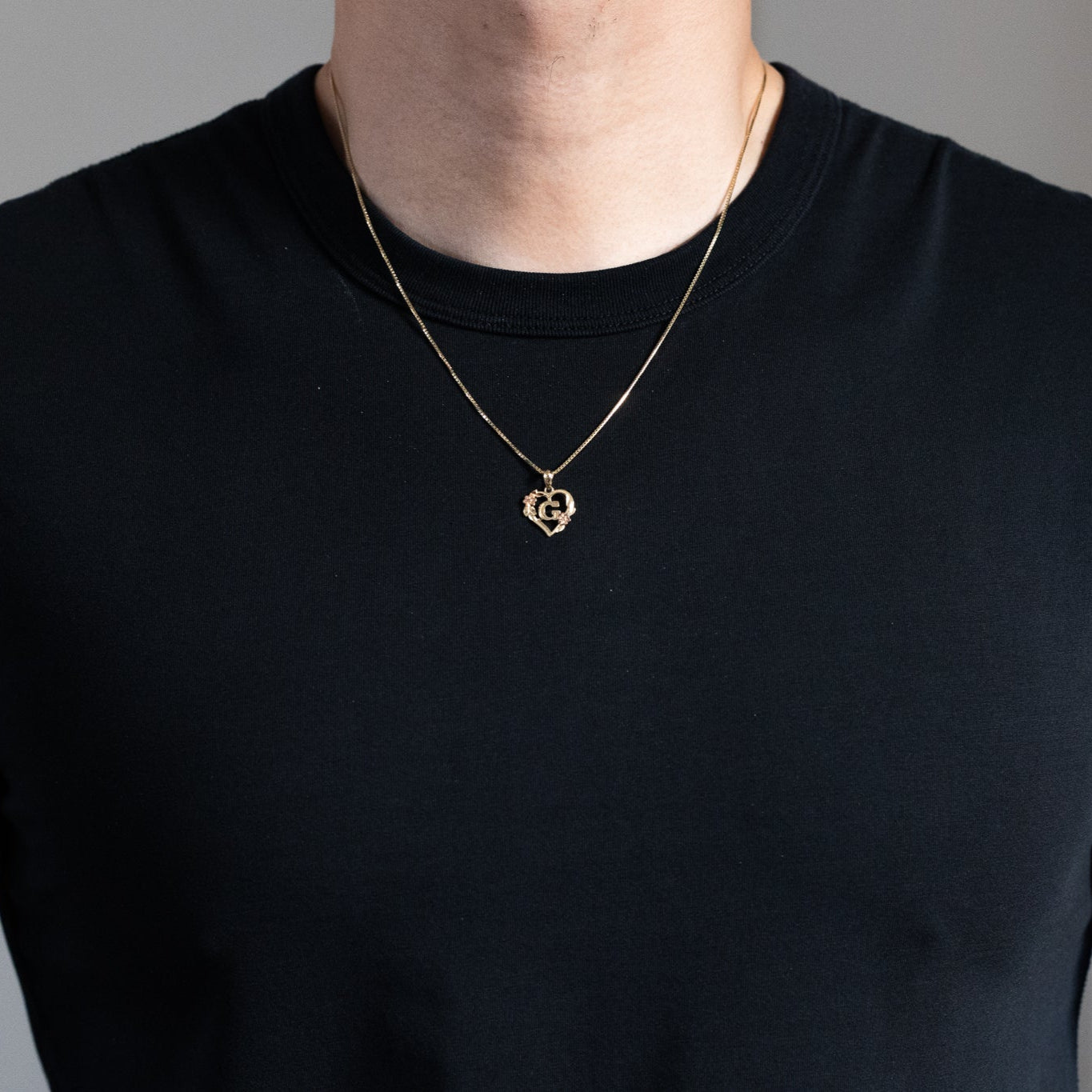 Gold Heart Letter G Pendant with Flowers | A-Z Pendants - Charlie & Co. Jewelry