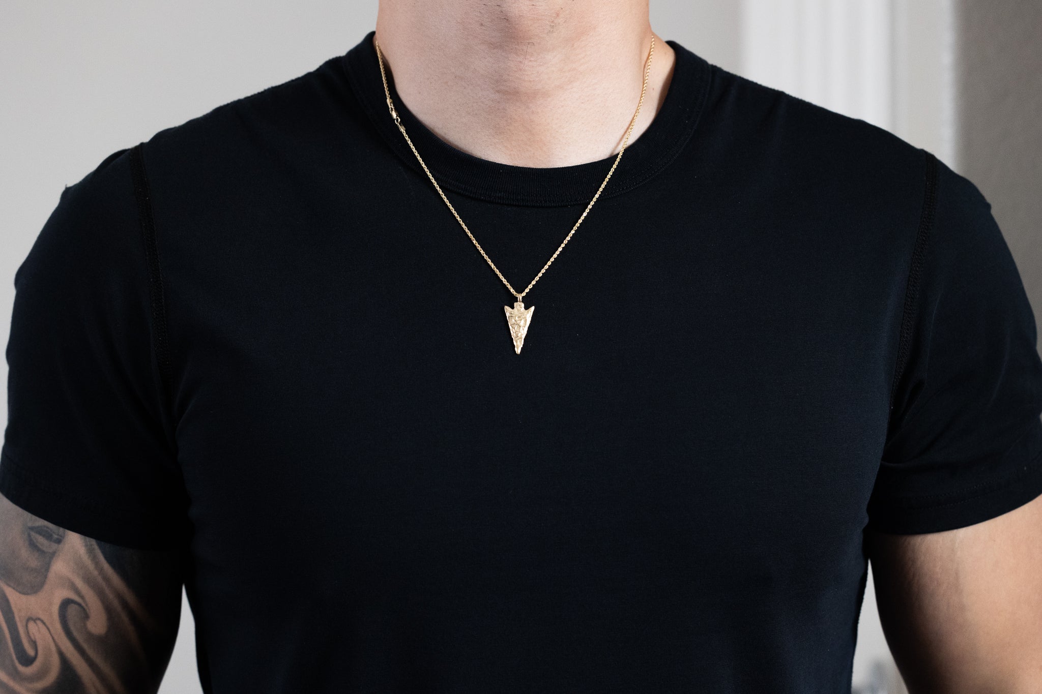 Gold Large 3-D Arrowhead Pendant - Model A0932 - Charlie & Co. Jewelry