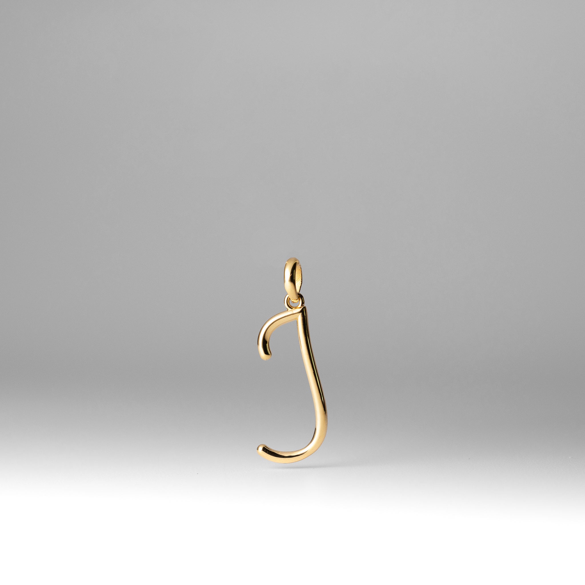 Gold Modern Cursive 'J' Large Pendant - Charlie & Co. Jewelry