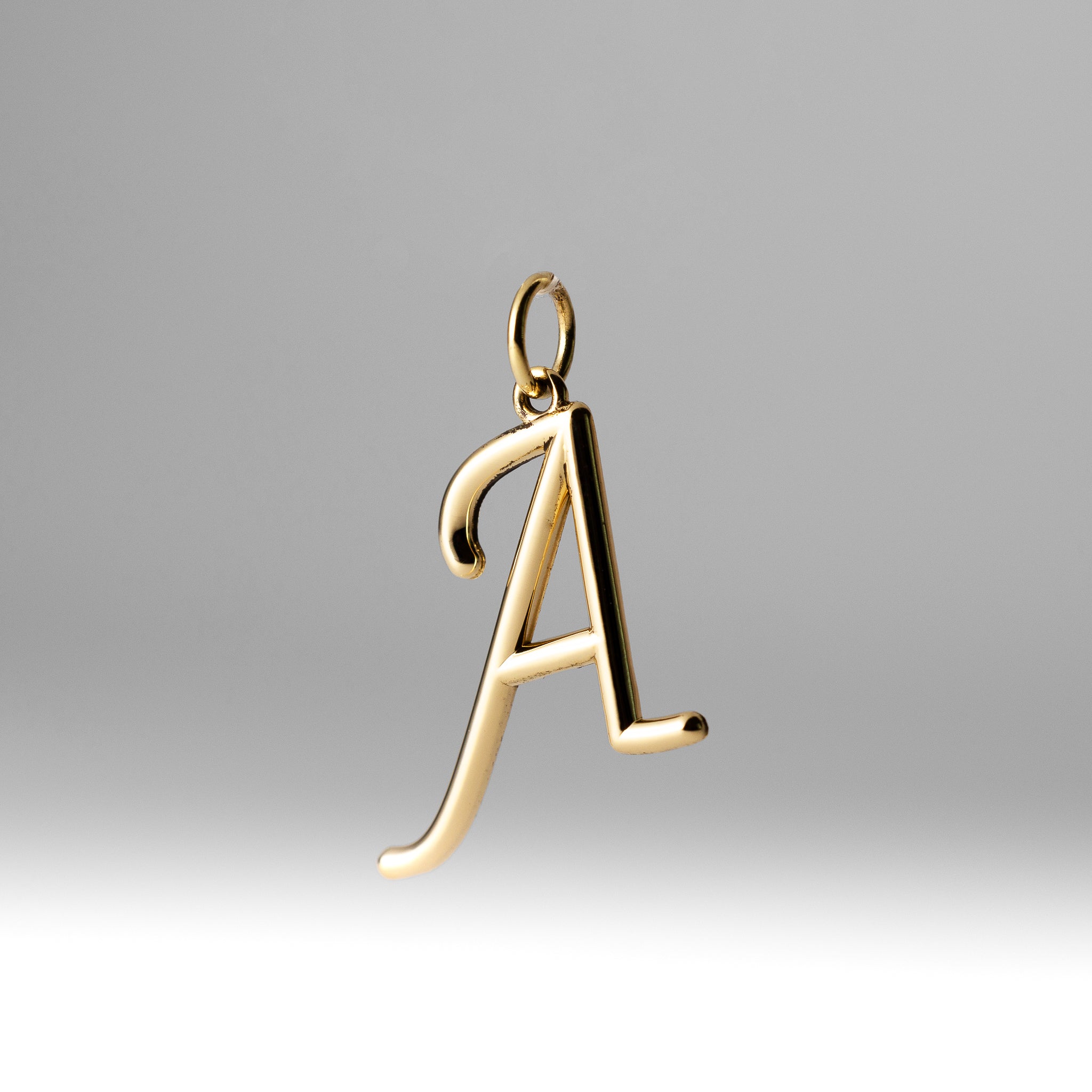 Gold Modern Cursive 'A' Large Pendant - Charlie & Co. Jewelry