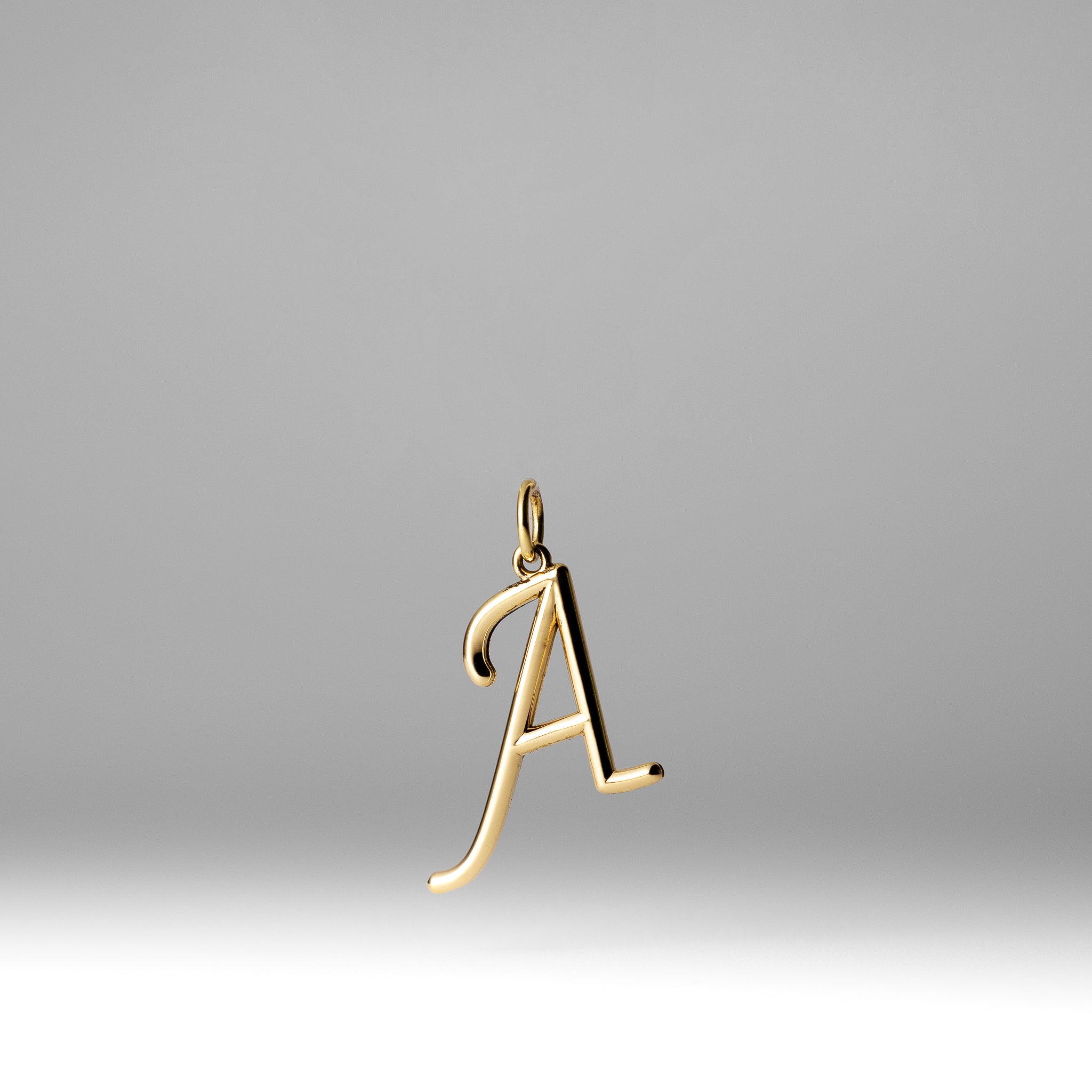 Gold Modern Cursive 'A' Large Pendant - Charlie & Co. Jewelry