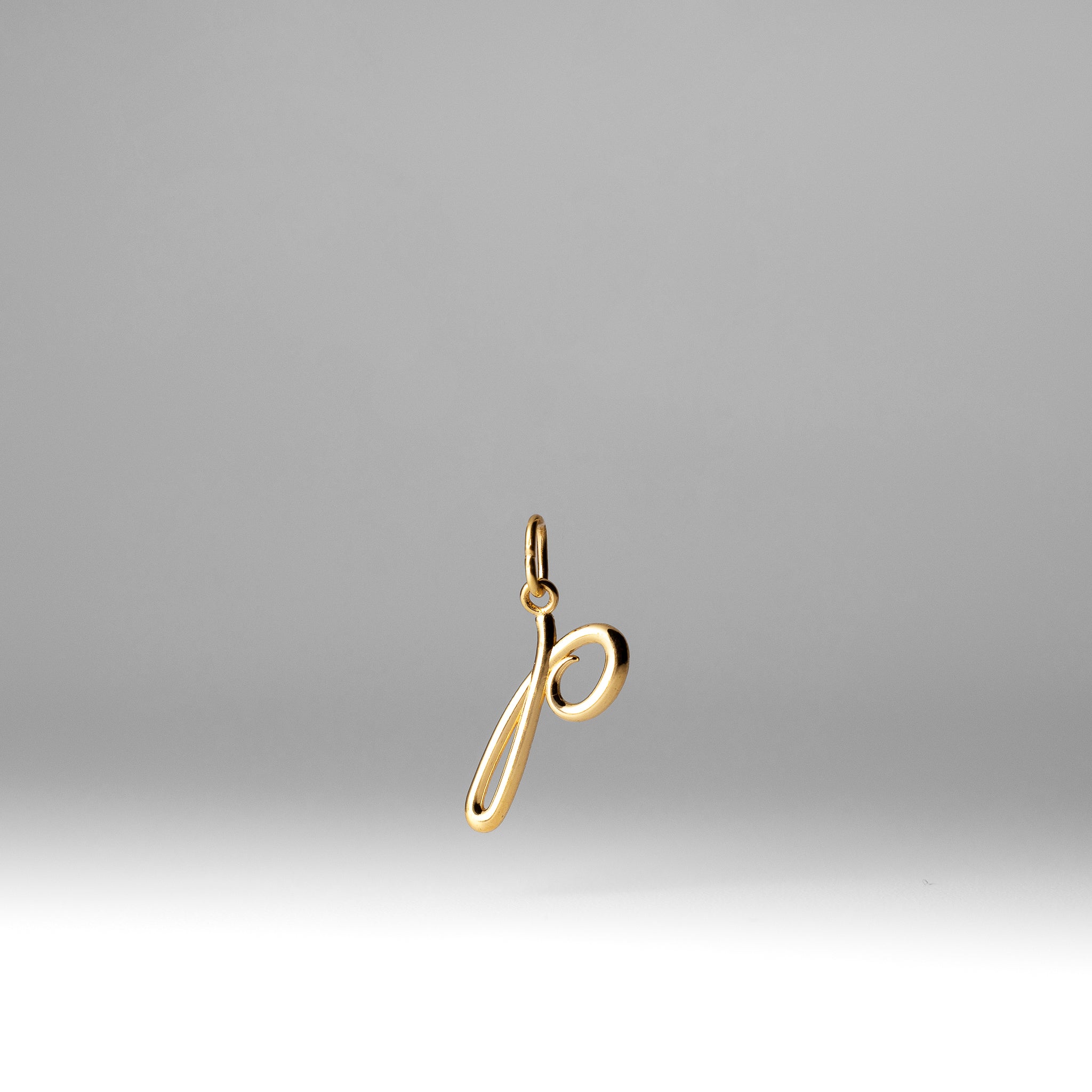 Gold Lowercase Initial "p" Pendant - Model YC1060 - Charlie & Co. Jewelry