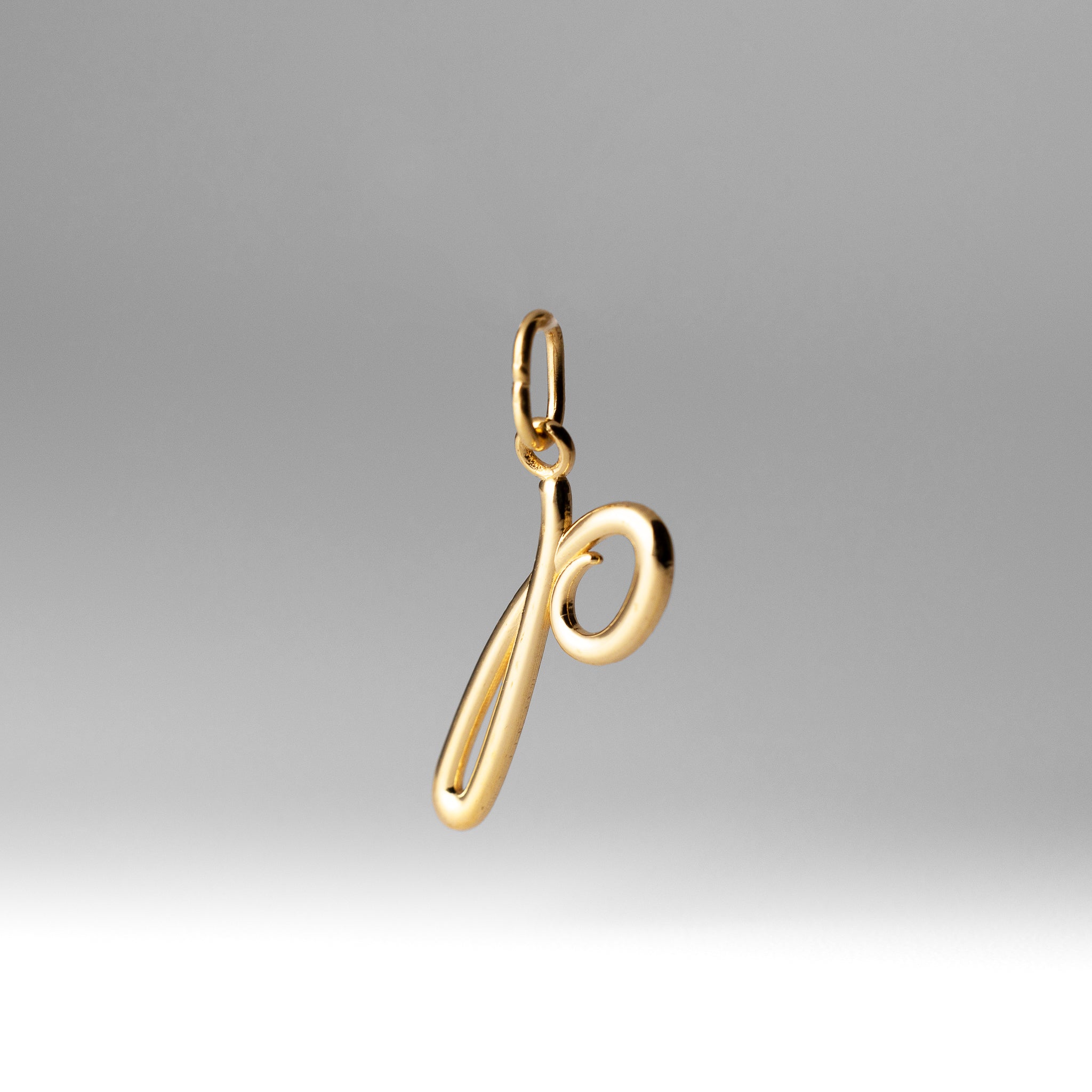 Gold Lowercase Initial "p" Pendant - Model YC1060 - Charlie & Co. Jewelry