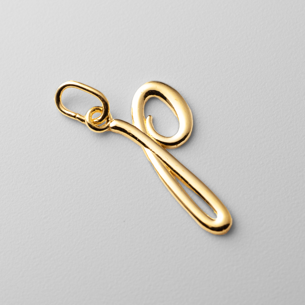 Gold Lowercase Initial "p" Pendant - Model YC1060 - Charlie & Co. Jewelry