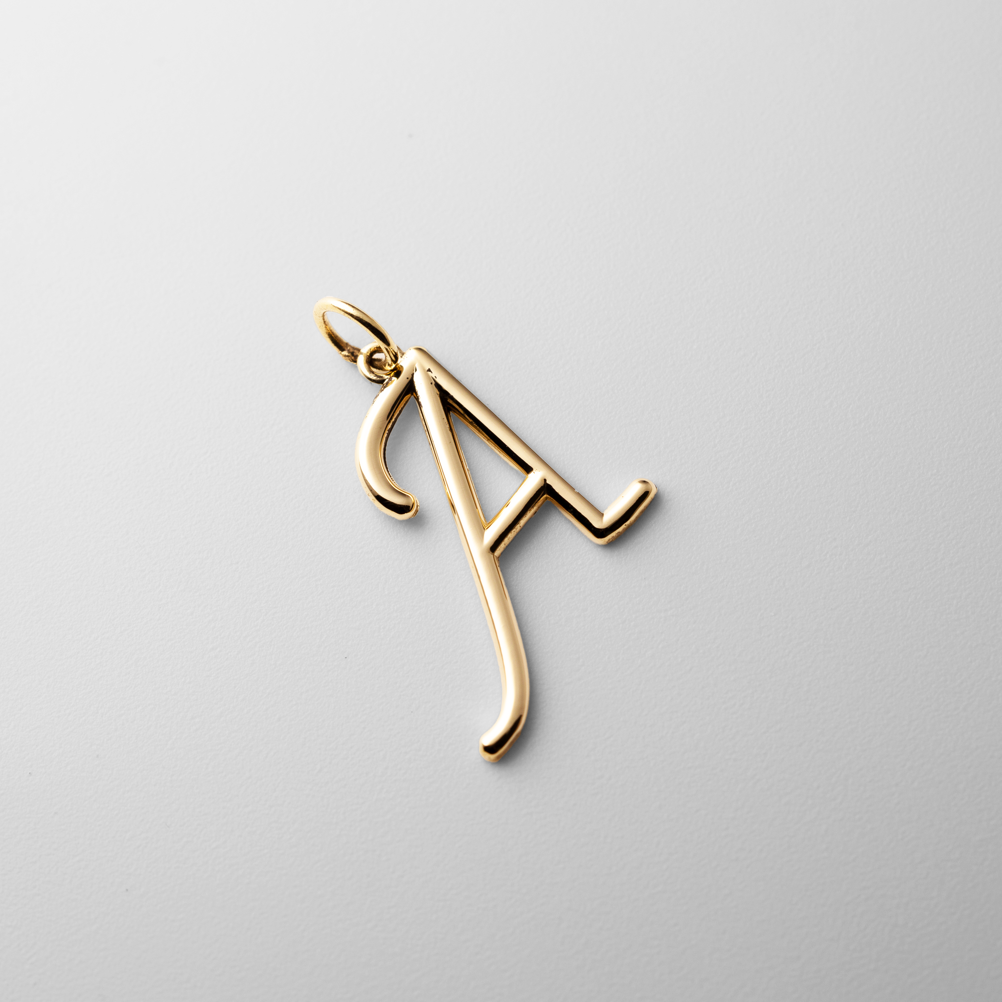 Gold Modern Cursive 'A' Large Pendant - Charlie & Co. Jewelry