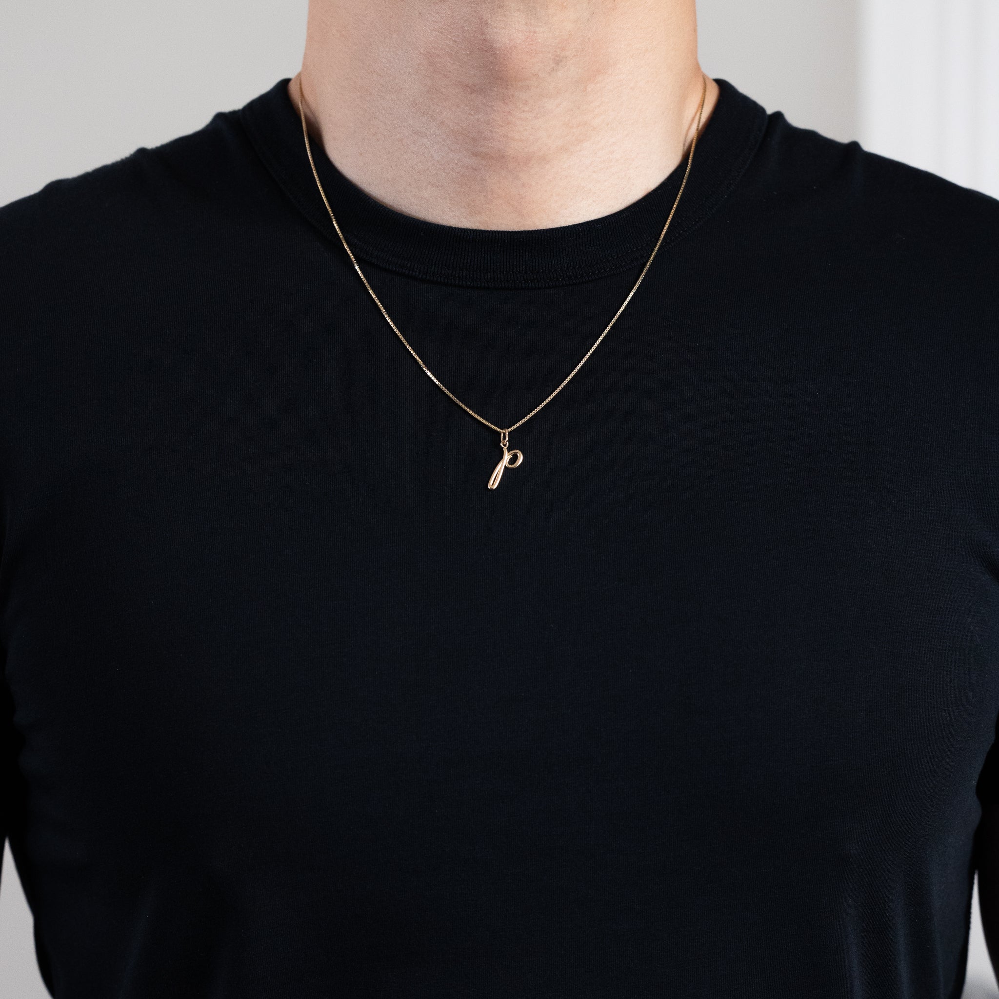 Gold Lowercase Initial "p" Pendant - Model YC1060 - Charlie & Co. Jewelry
