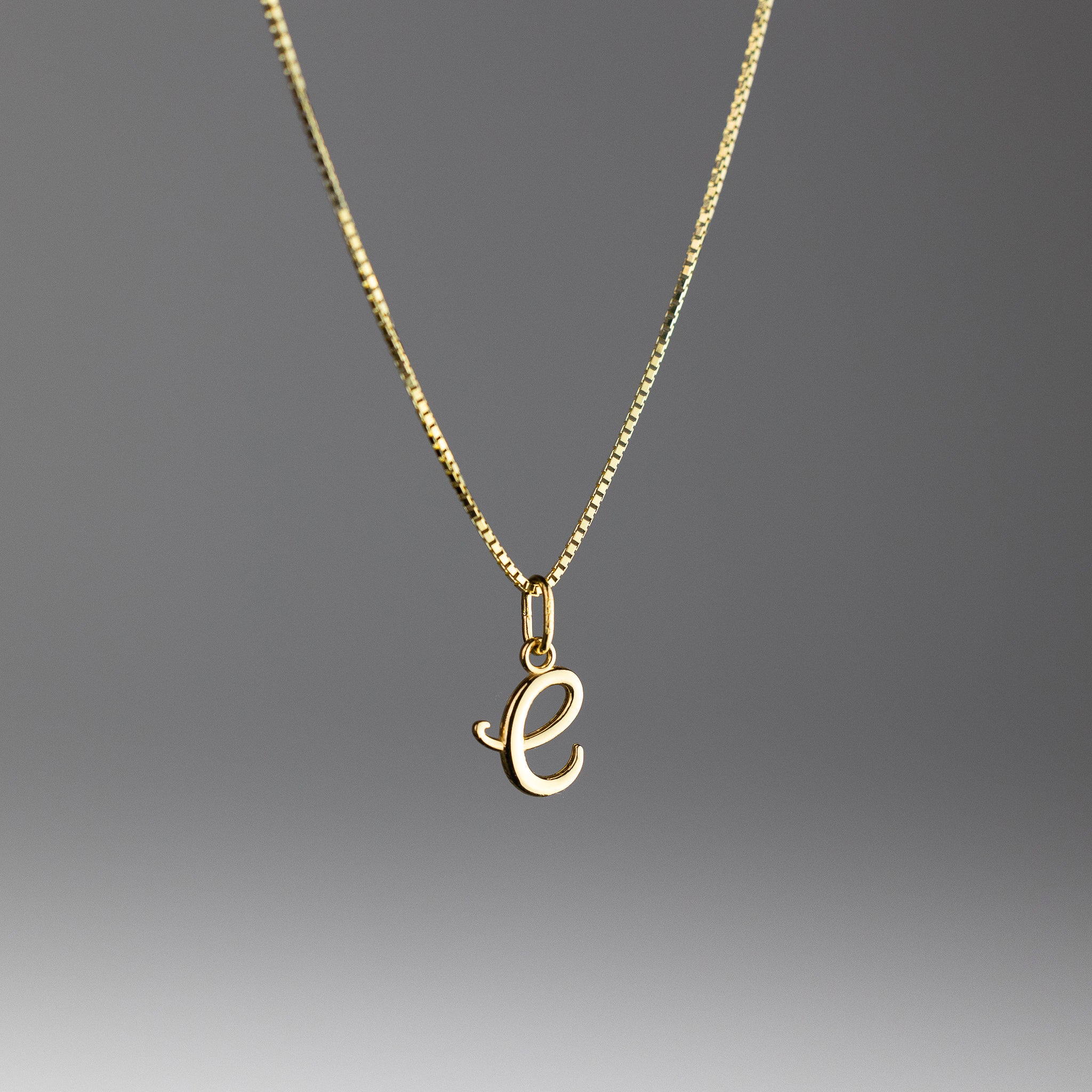 Gold Lowercase Initial "e" Pendant - Model YC1060 - Charlie & Co. Jewelry