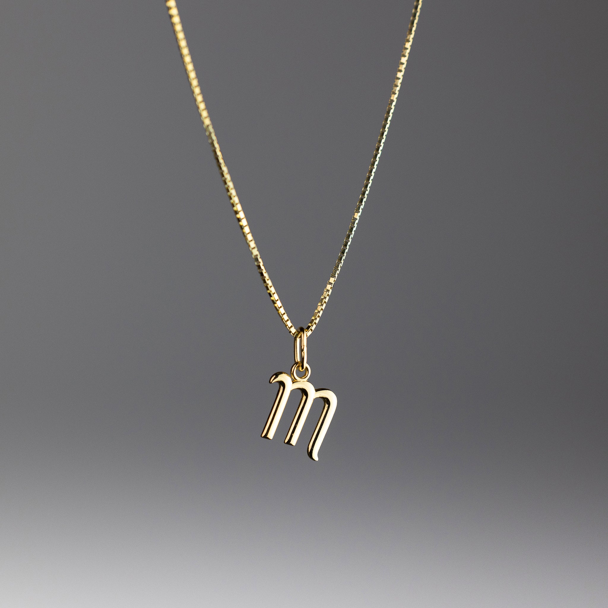 Gold Lowercase Initial "m" Pendant - Model YC1060 - Charlie & Co. Jewelry