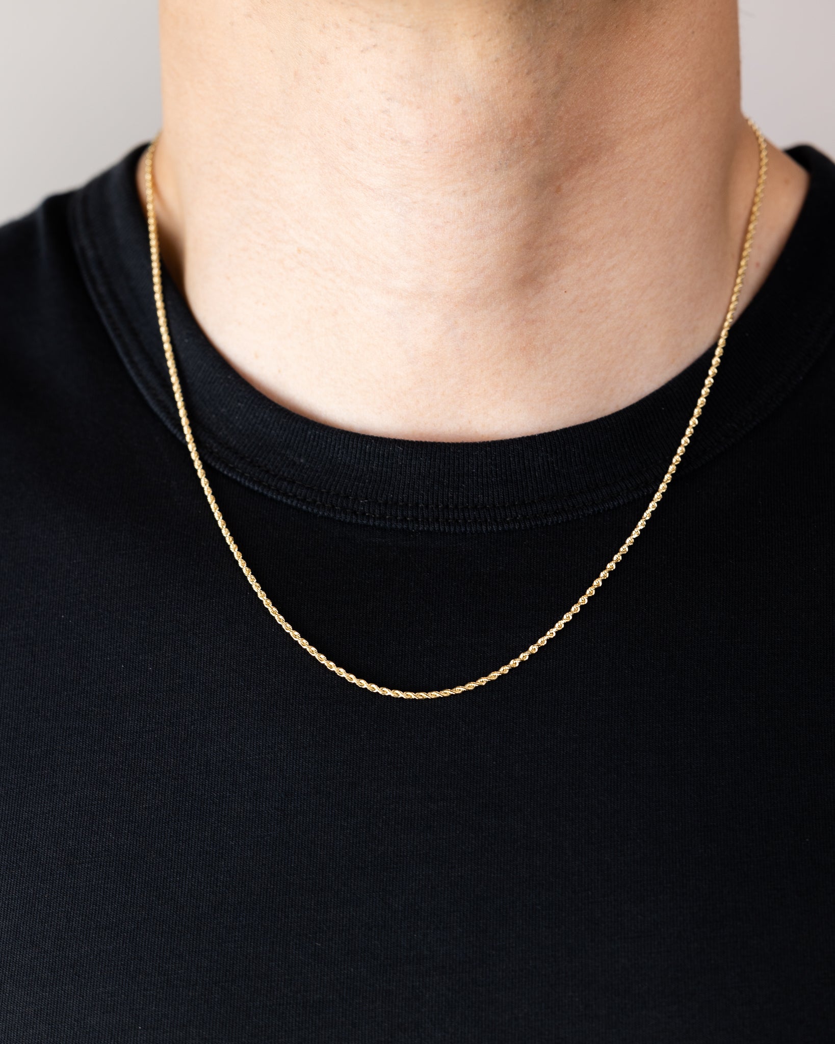 1.5mm Gold Diamond Cut Solid Rope Chain - Model 0390 - Charlie & Co. Jewelry