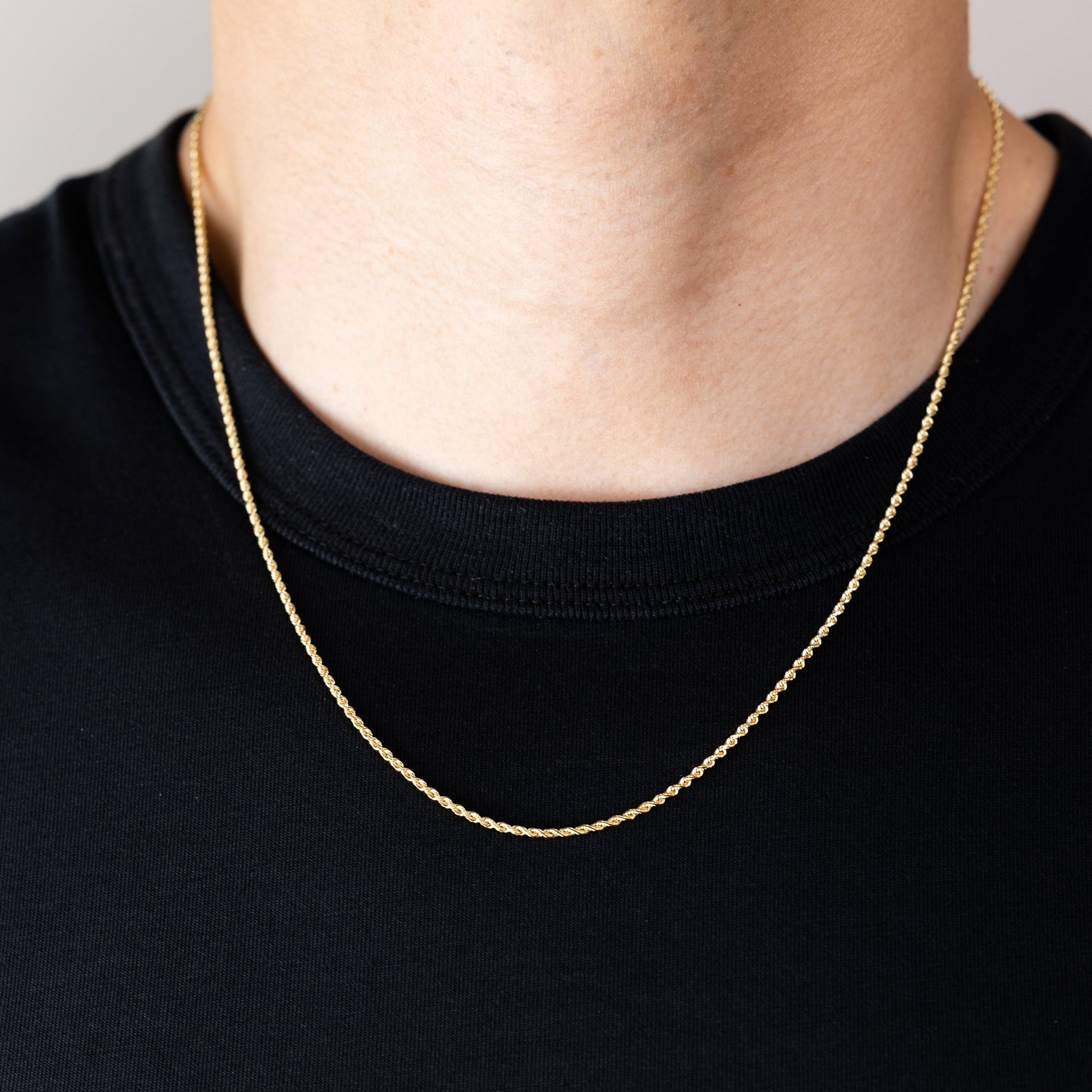 1.5mm Gold Diamond Cut Solid Rope Chain - Model 0390 - Charlie & Co. Jewelry