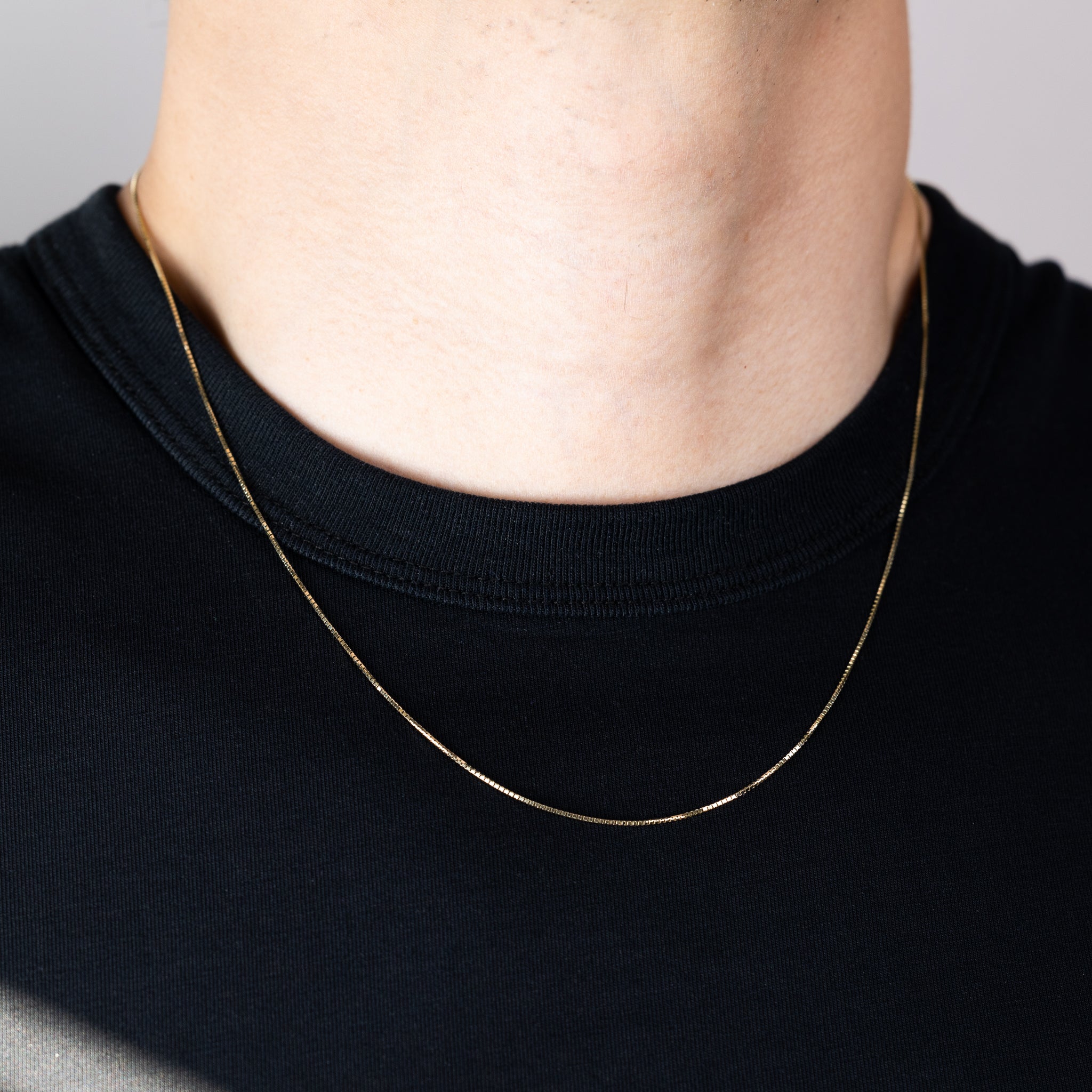 0.8mm Gold Box Chain Necklace - Model 0256 - Charlie & Co. Jewelry