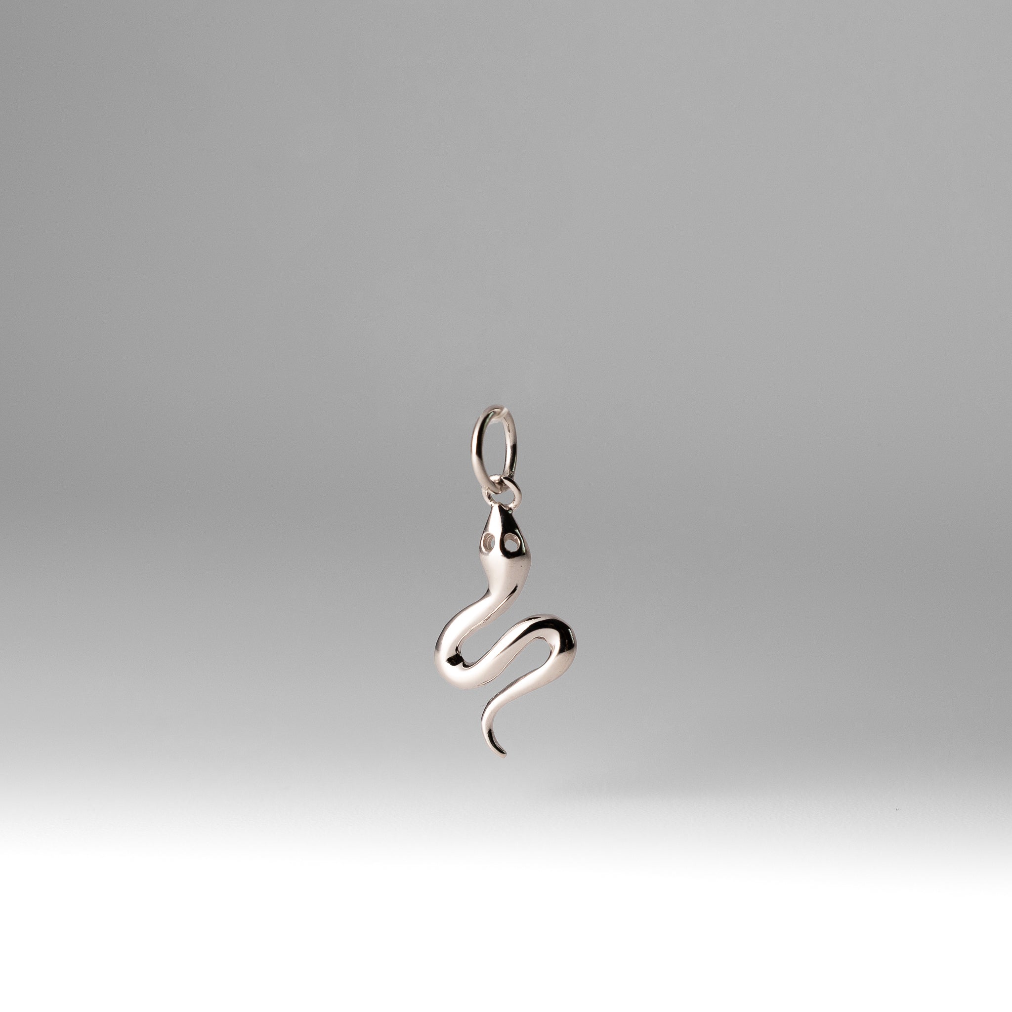 White Gold Solid Polished Serpent Charm - Charlie & Co. Jewelry