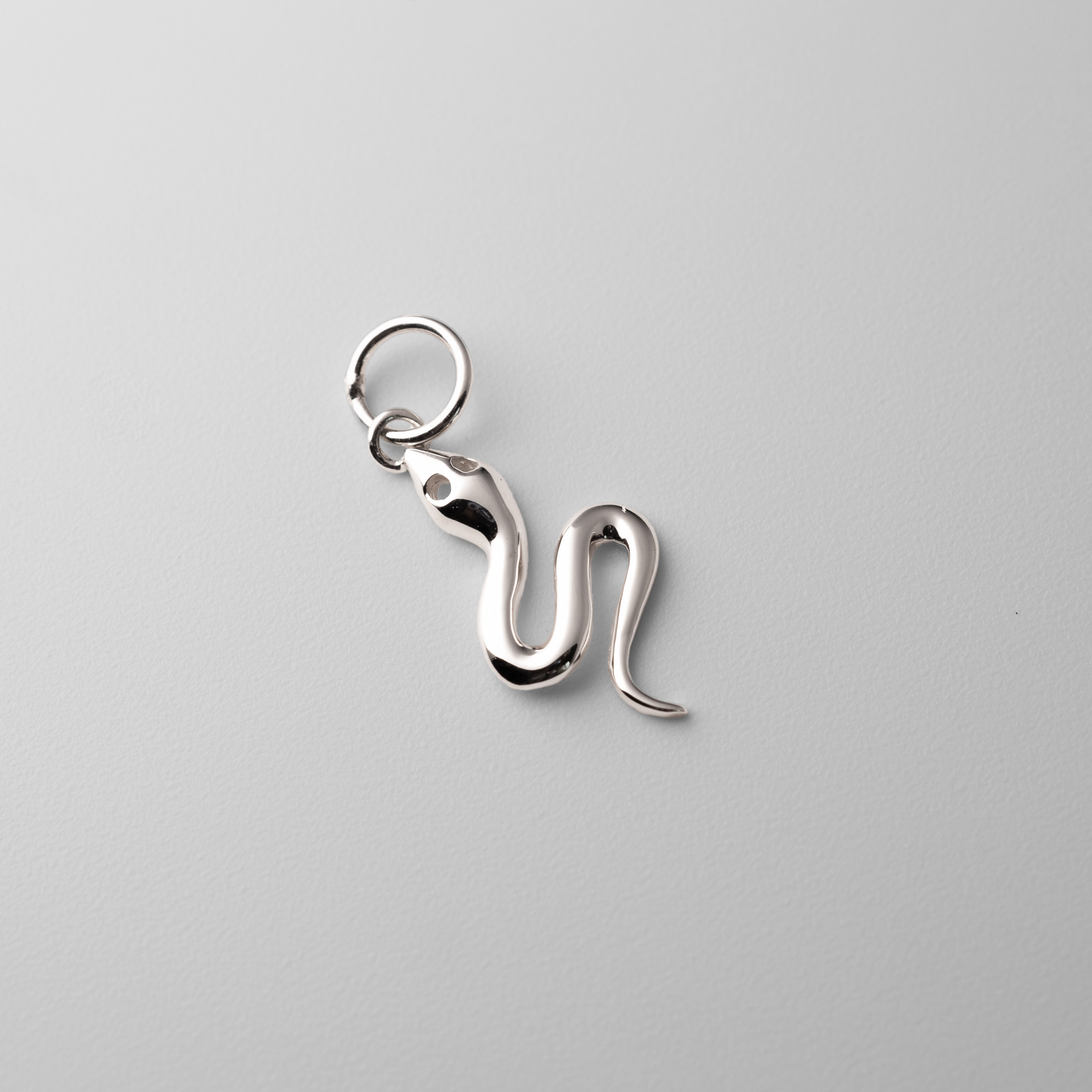 White Gold Solid Polished Serpent Charm - Charlie & Co. Jewelry