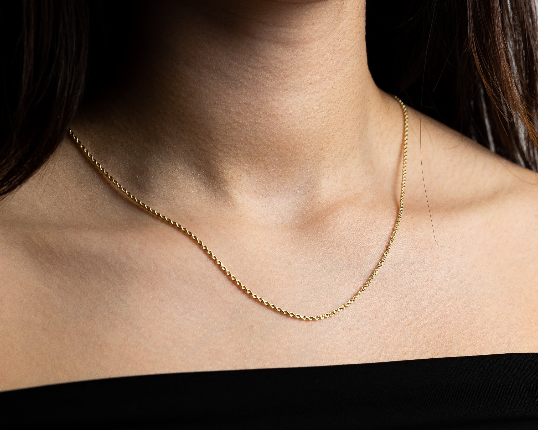 1.5mm Gold Diamond Cut Solid Rope Chain - Model 0390 - Charlie & Co. Jewelry