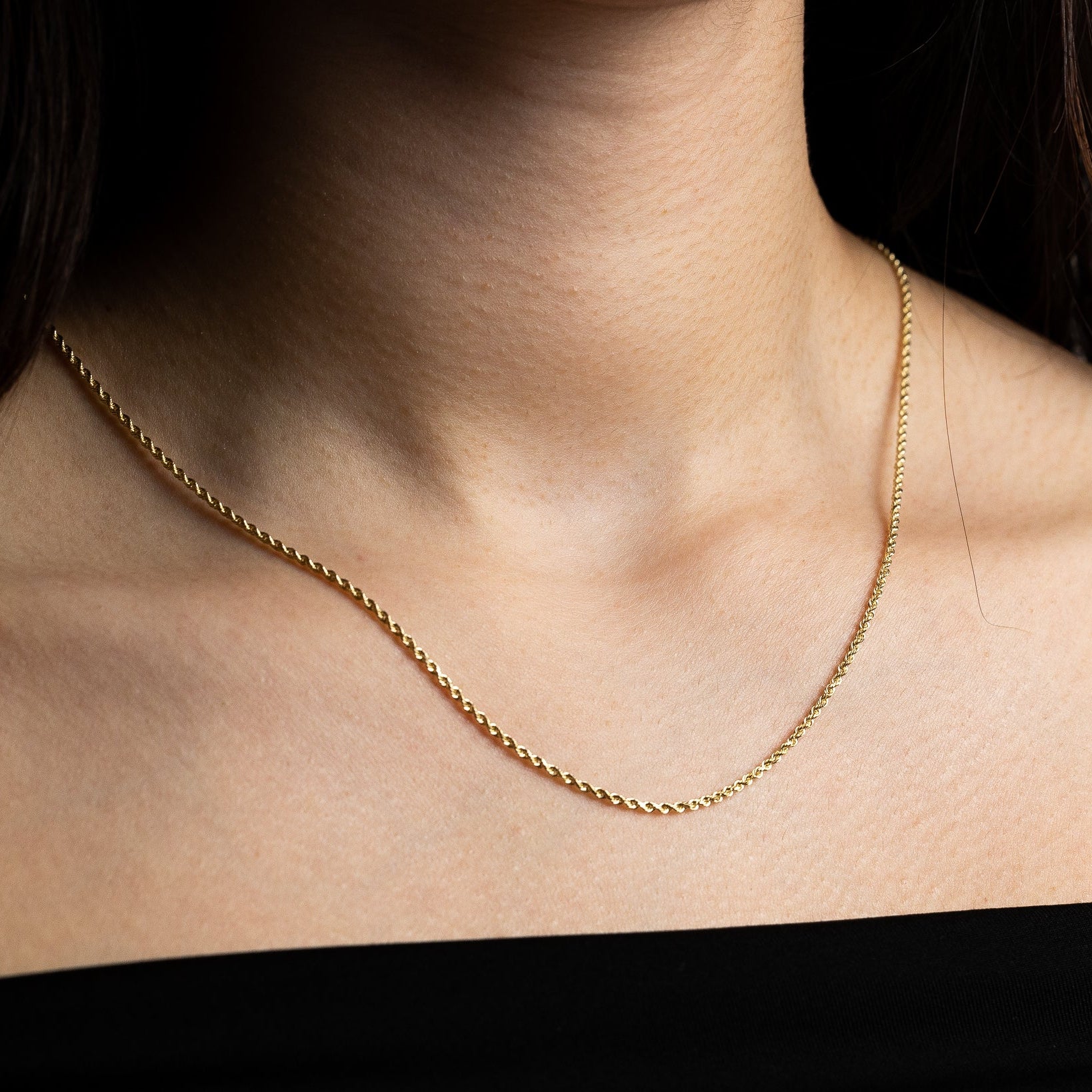 1.5mm Gold Diamond Cut Solid Rope Chain - Model 0390 - Charlie & Co. Jewelry