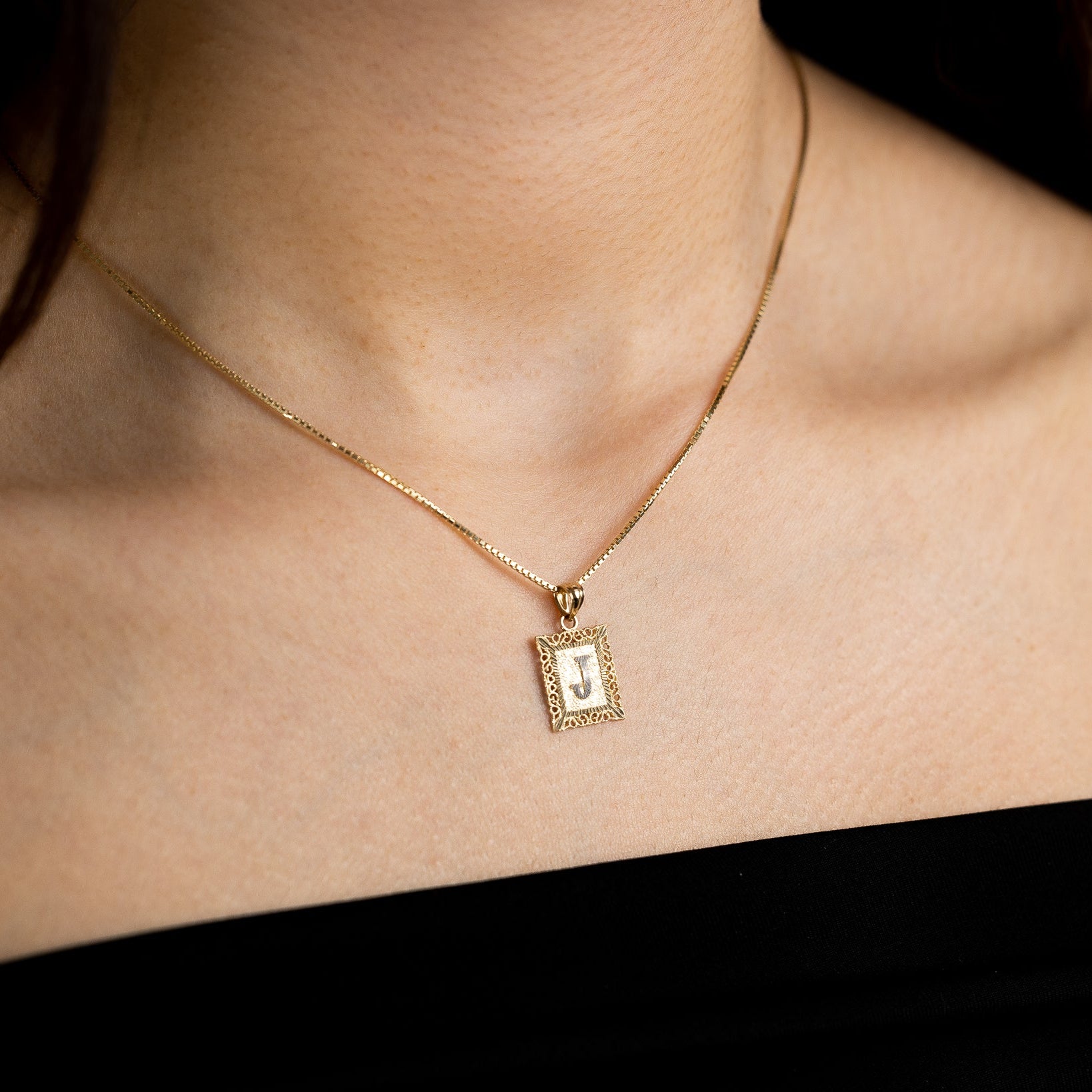 Gold Letter Y Filigree Pendants | A-Z Gold Pendants - Charlie & Co. Jewelry