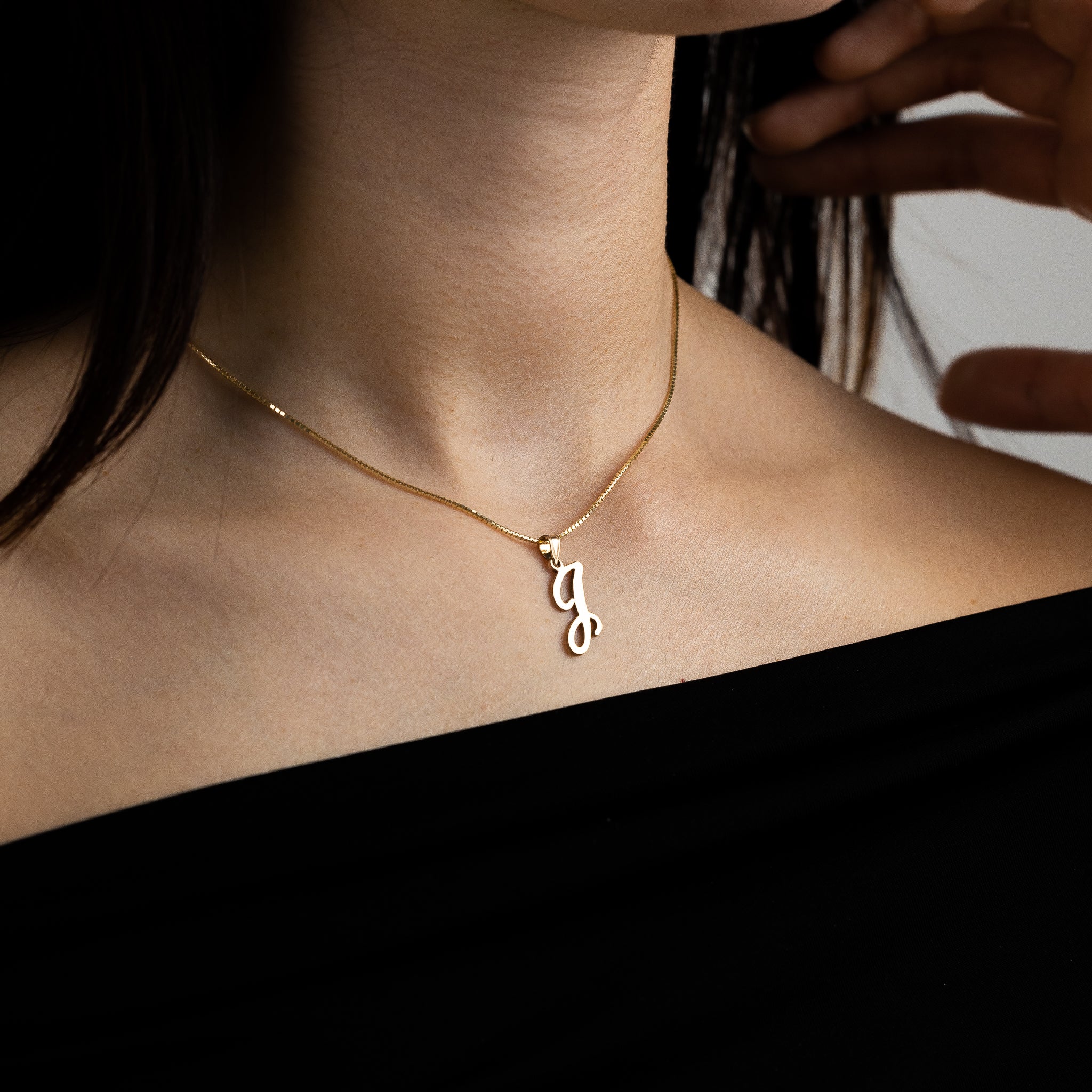 Gold Large Letter "J" Script Initial Pendant - Model YC1540J - Charlie & Co. Jewelry