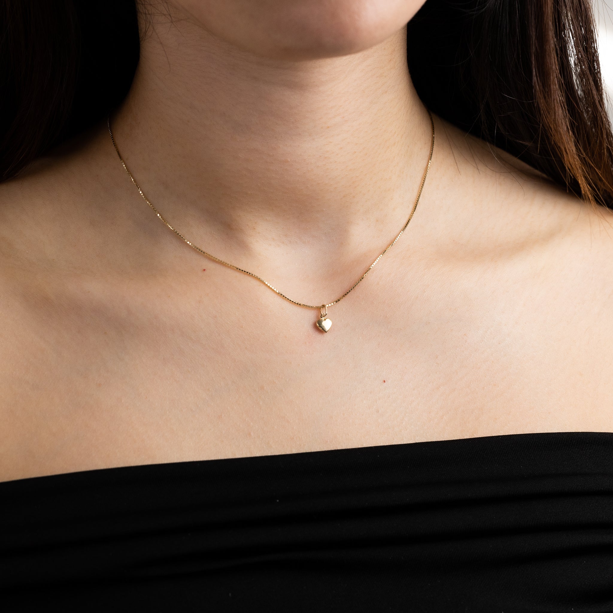 Gold 3D Puffed Heart Necklace Set For Her - Model YC1063 - Charlie & Co. Jewelry