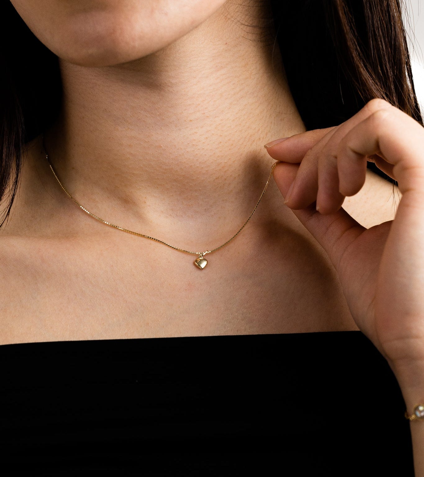 Gold 3D Puffed Heart Necklace Set For Her - Model YC1063 - Charlie & Co. Jewelry