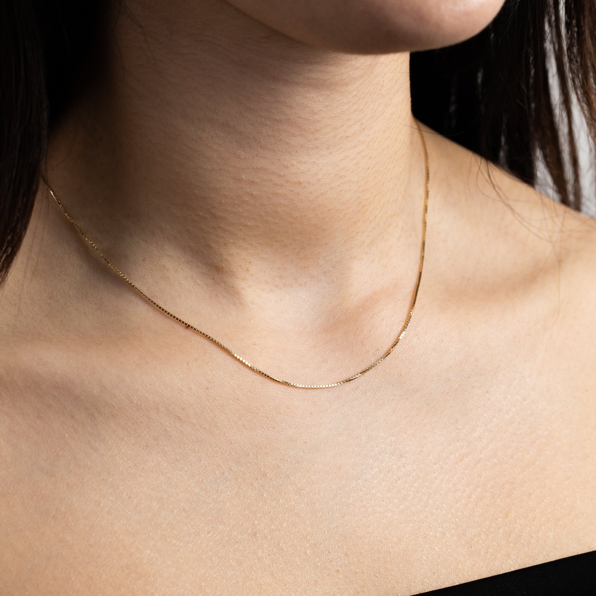 0.8mm Gold Box Chain Necklace - Model 0256 - Charlie & Co. Jewelry