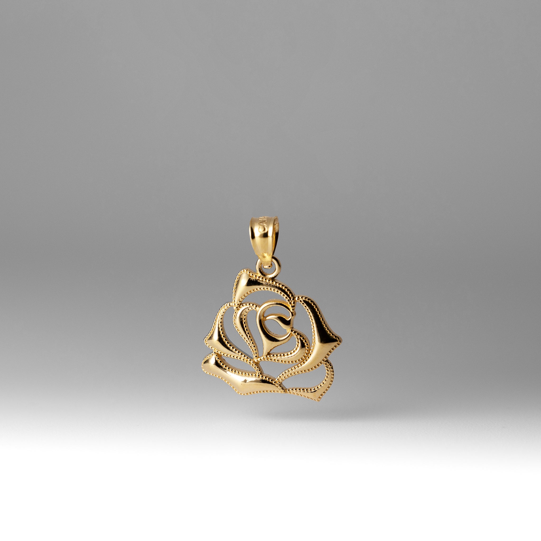 Gold Elegant High Polish Floral Rose Charm - Model K5970 - Charlie & Co. Jewelry