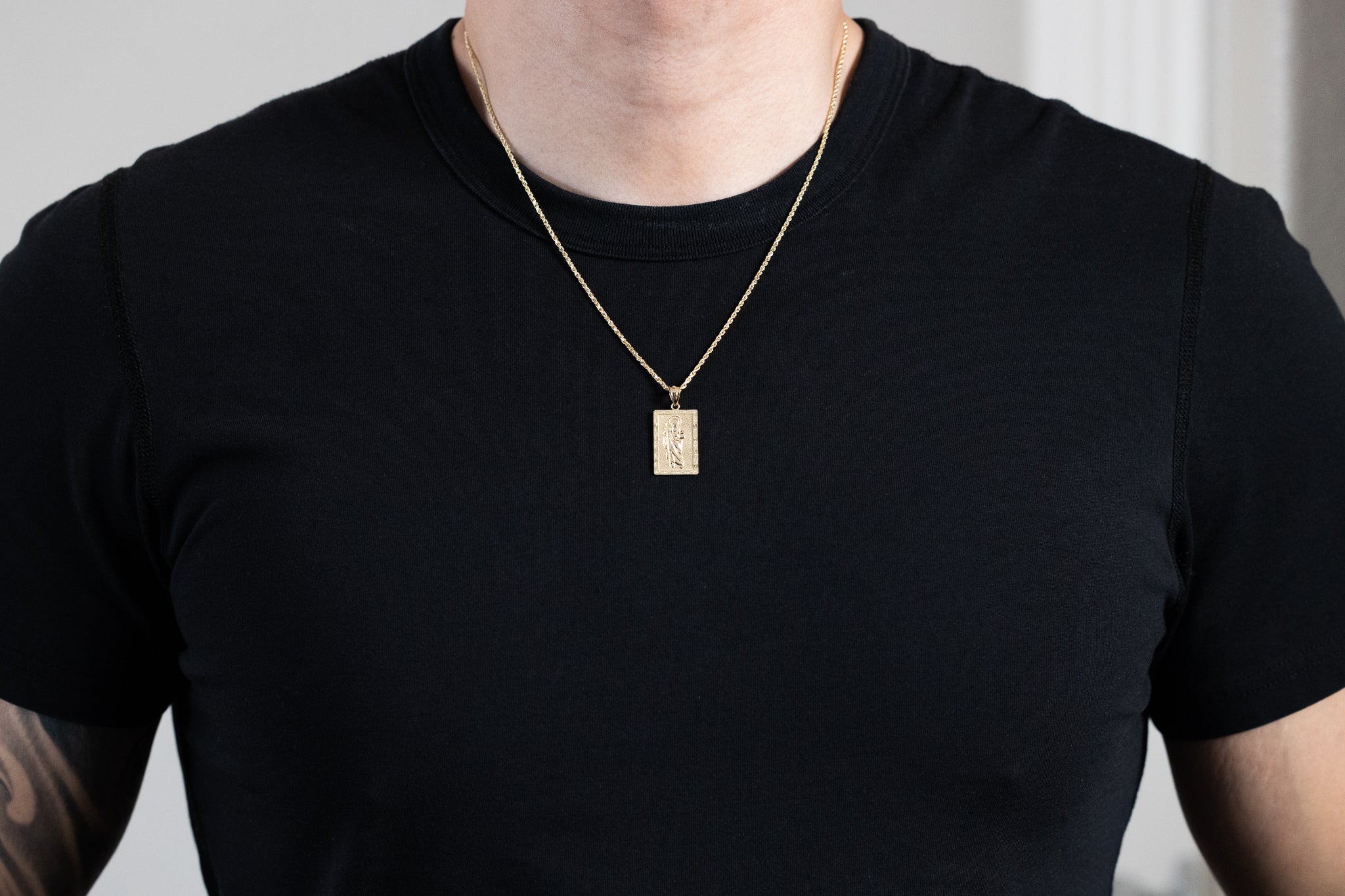 Gold St. Jude Thaddeus Plate Pendant - Model 1149 - Charlie & Co. Jewelry